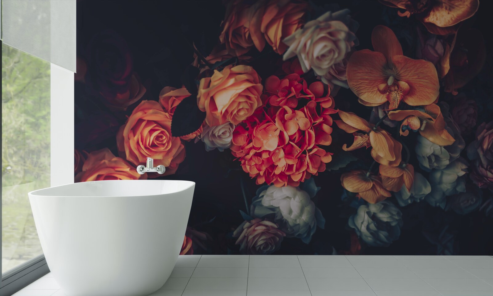 Fotobehang herfst bloemstuk in vintage stijl