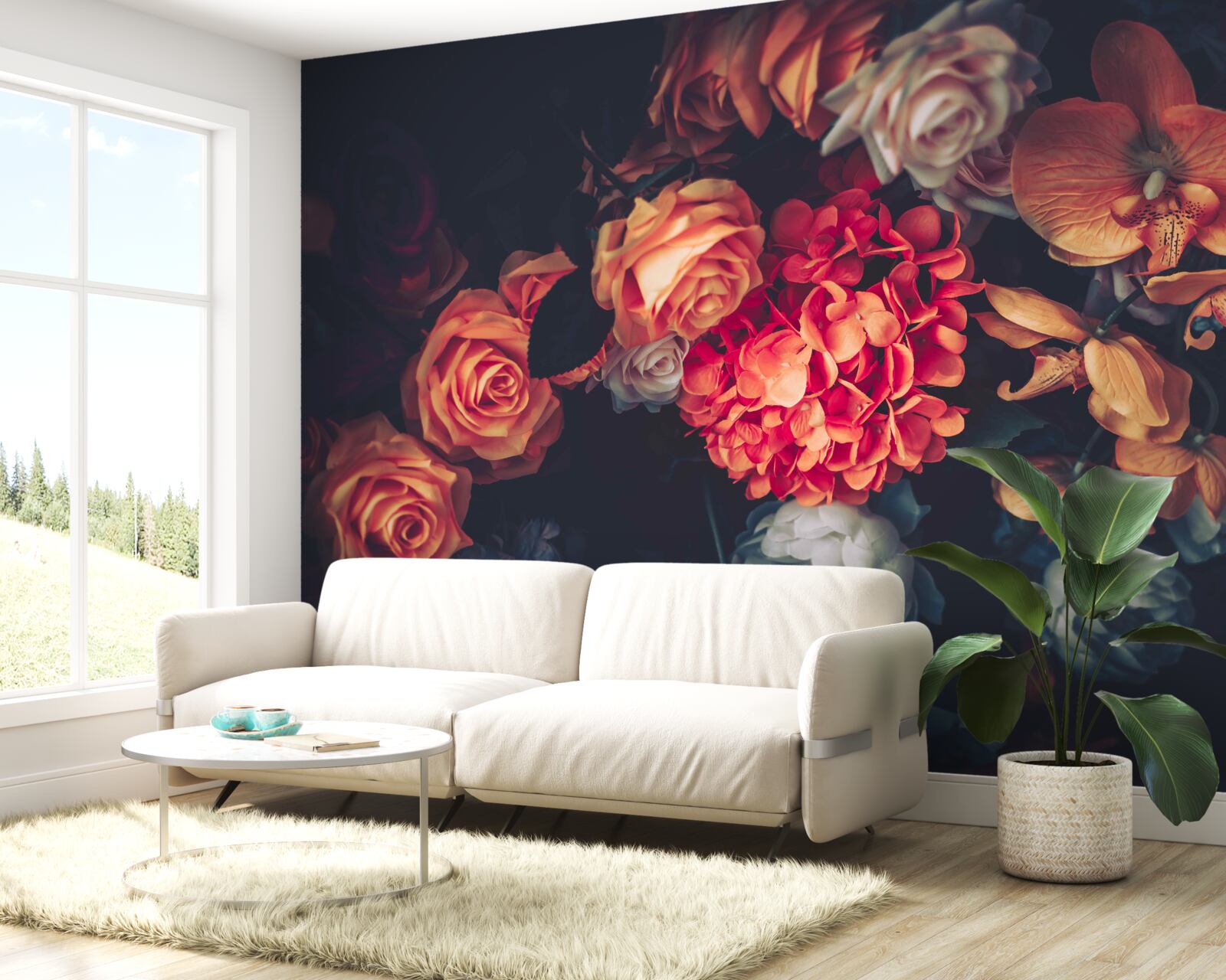 Fotobehang herfst bloemstuk in vintage stijl