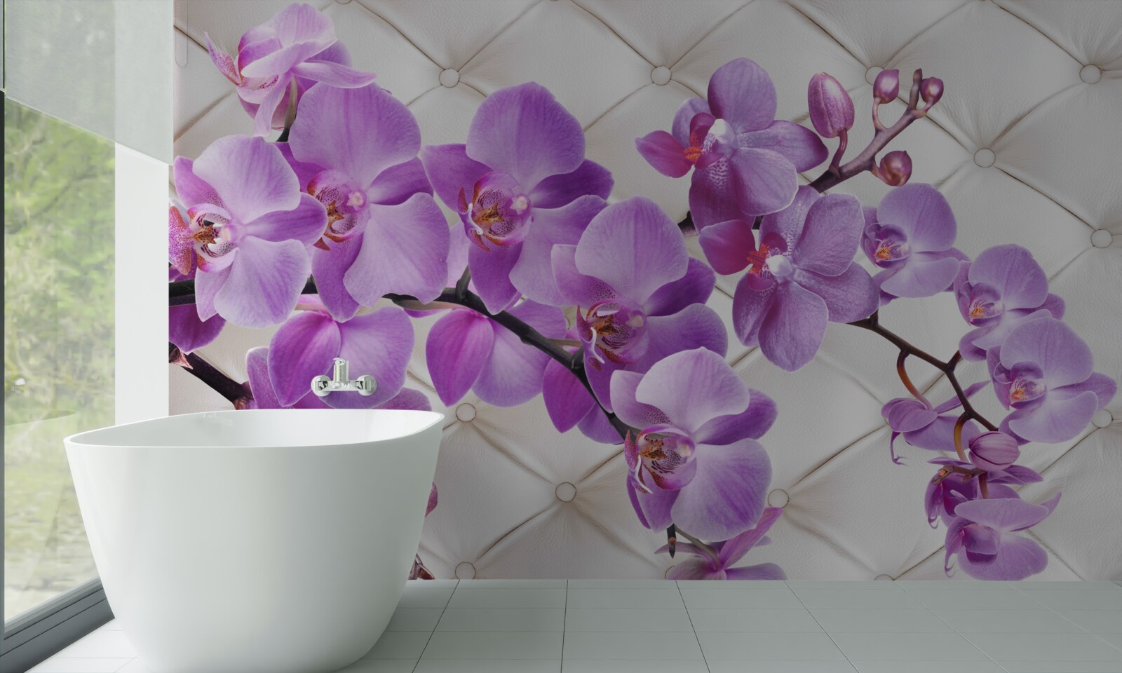 Fotobehang textuur bevat takken van lila orchidee