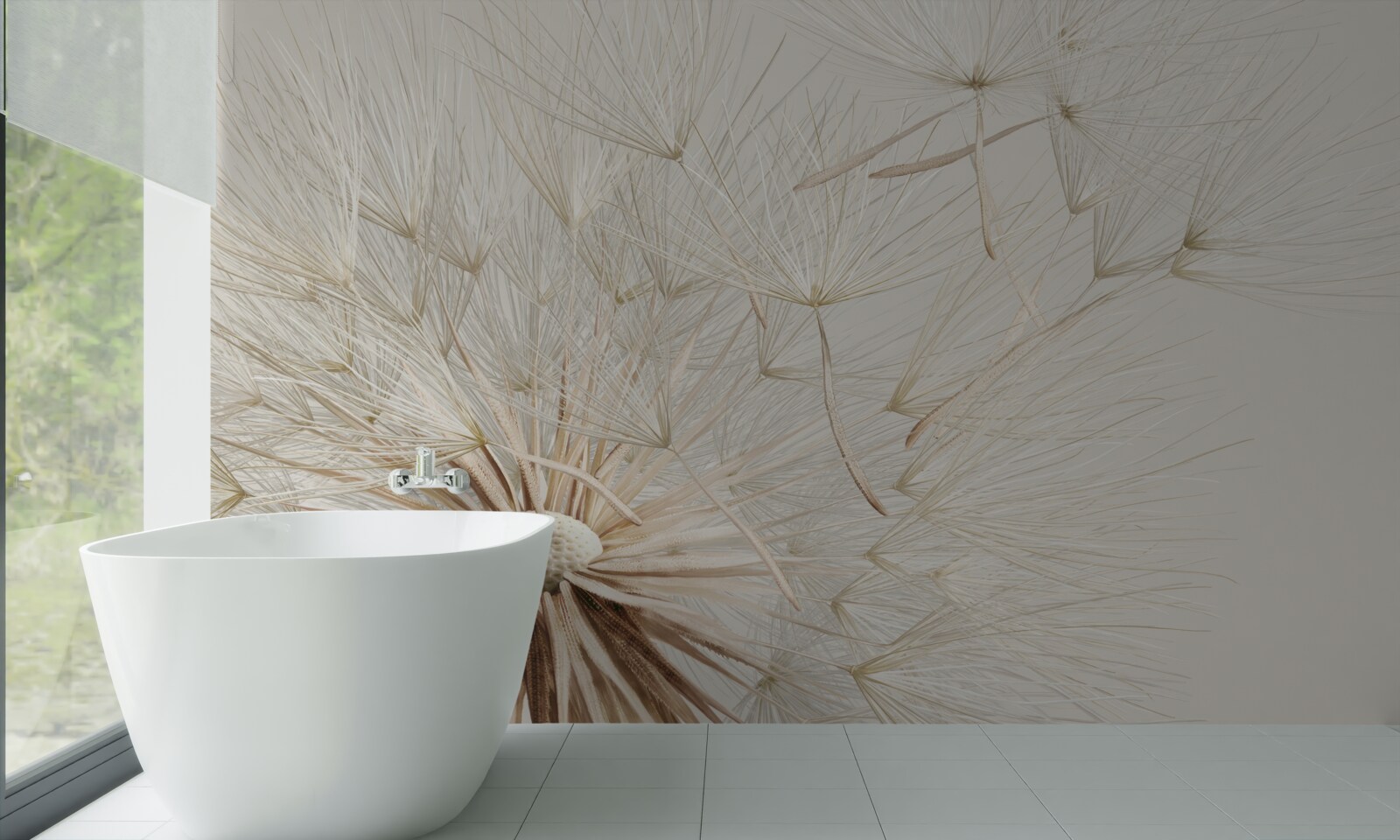 Fotobehang paardenbloemen bloeien onder invloed van de wind