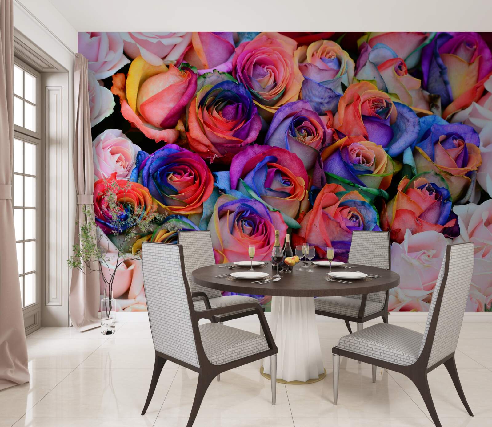 Fotobehang roze op de achtergrond, verschillende kleuren in roze