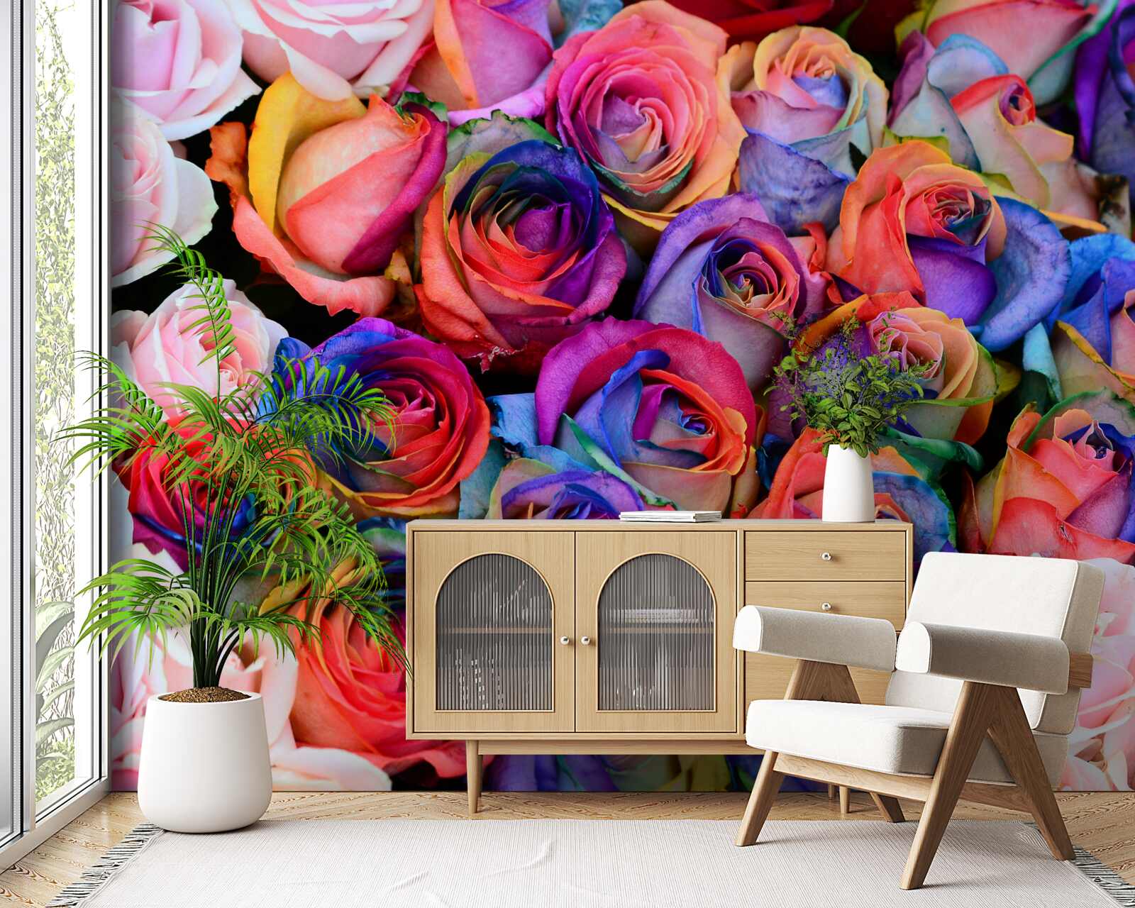 Fotobehang roze op de achtergrond, verschillende kleuren in roze