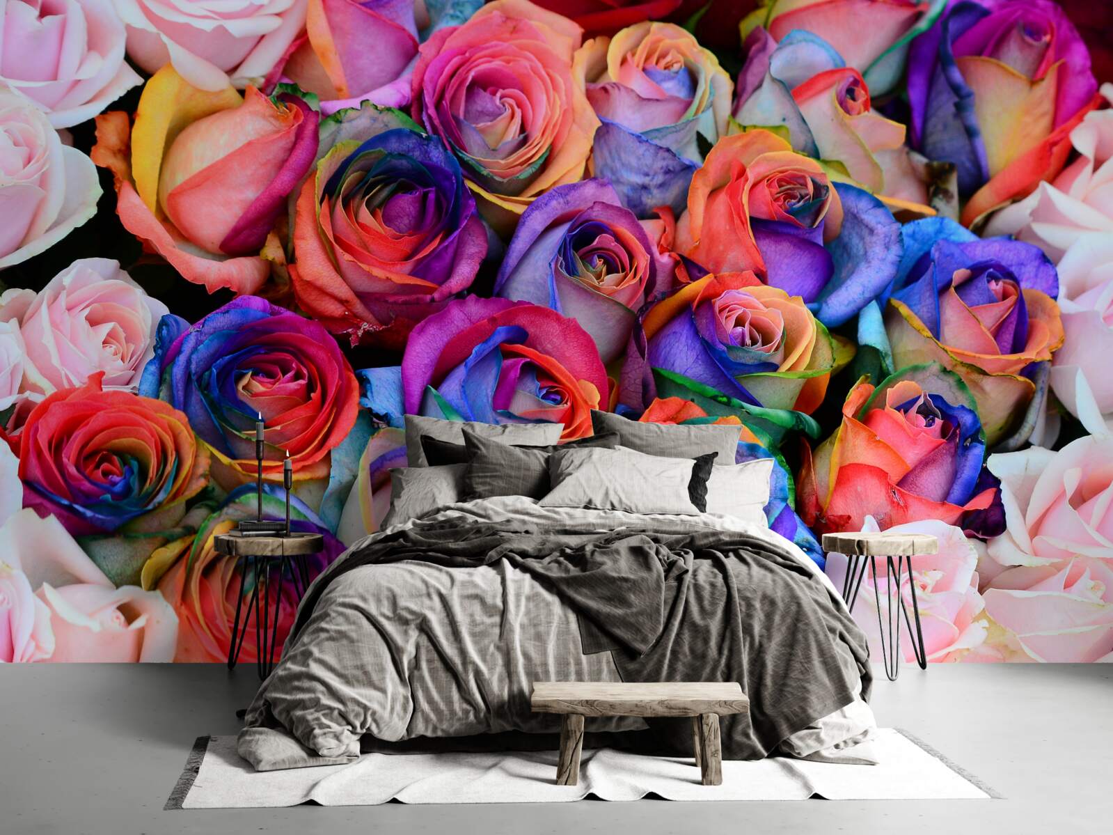 Fotobehang roze op de achtergrond, verschillende kleuren in roze