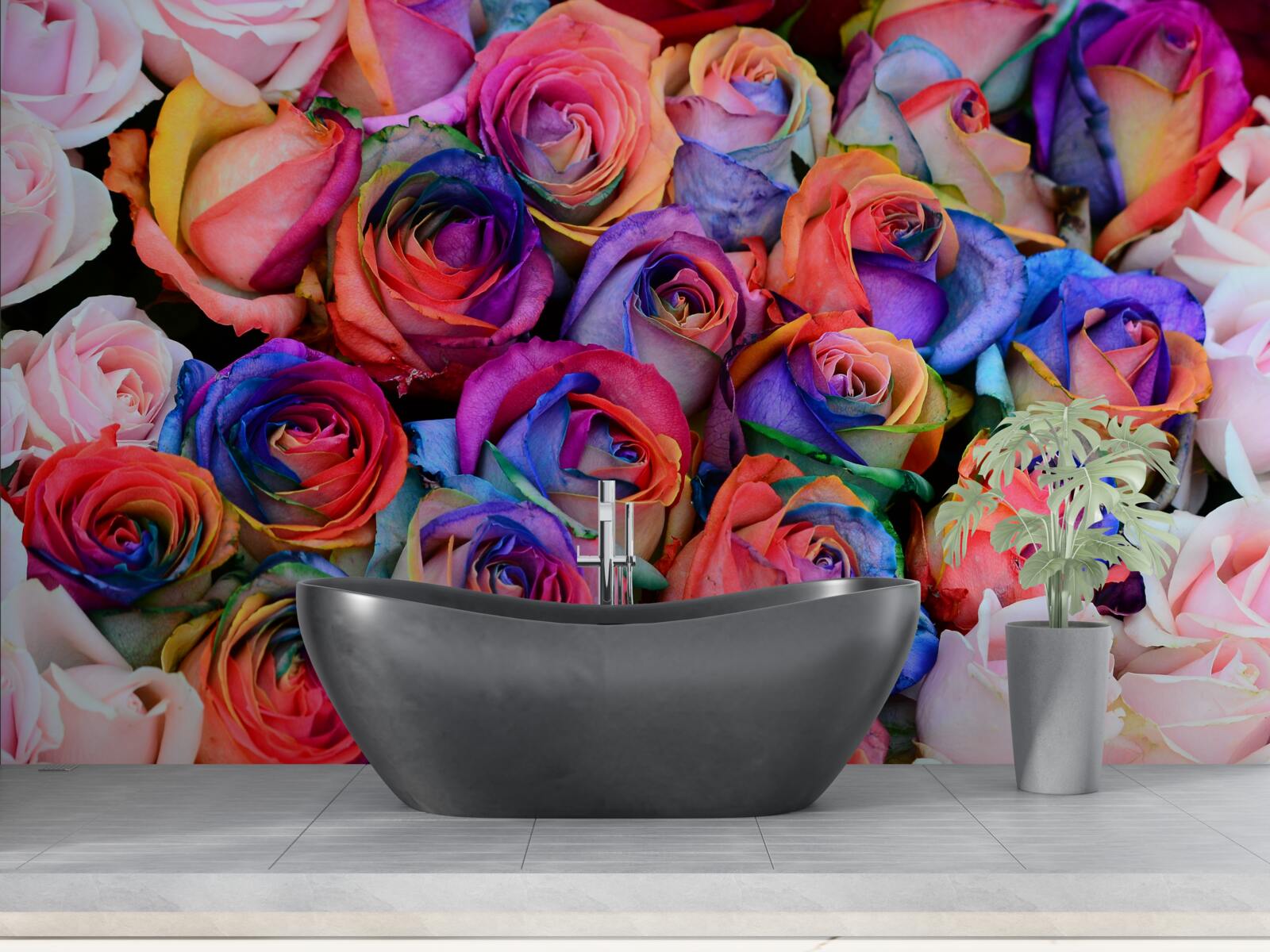 Fotobehang roze op de achtergrond, verschillende kleuren in roze