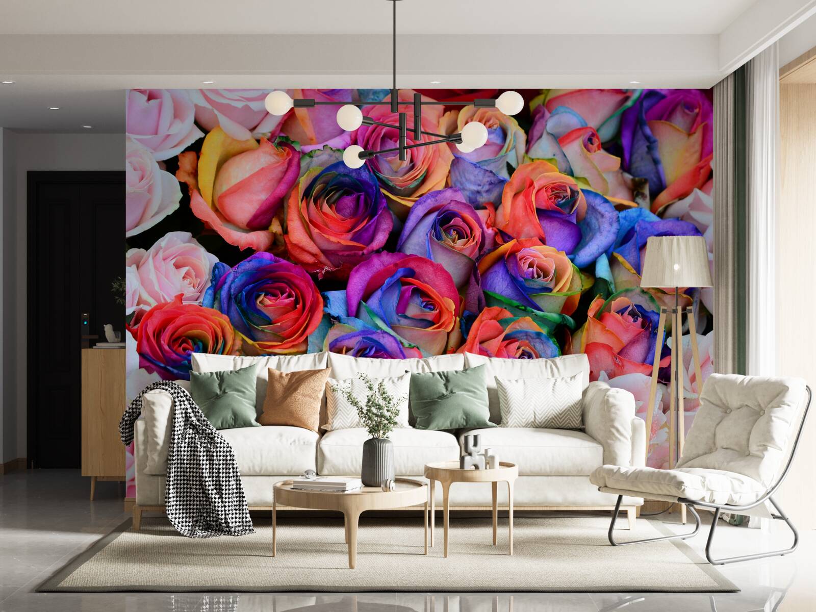 Fotobehang roze op de achtergrond, verschillende kleuren in roze