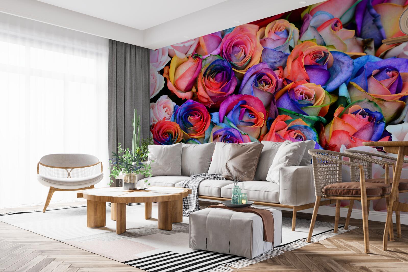 Fotobehang roze op de achtergrond, verschillende kleuren in roze