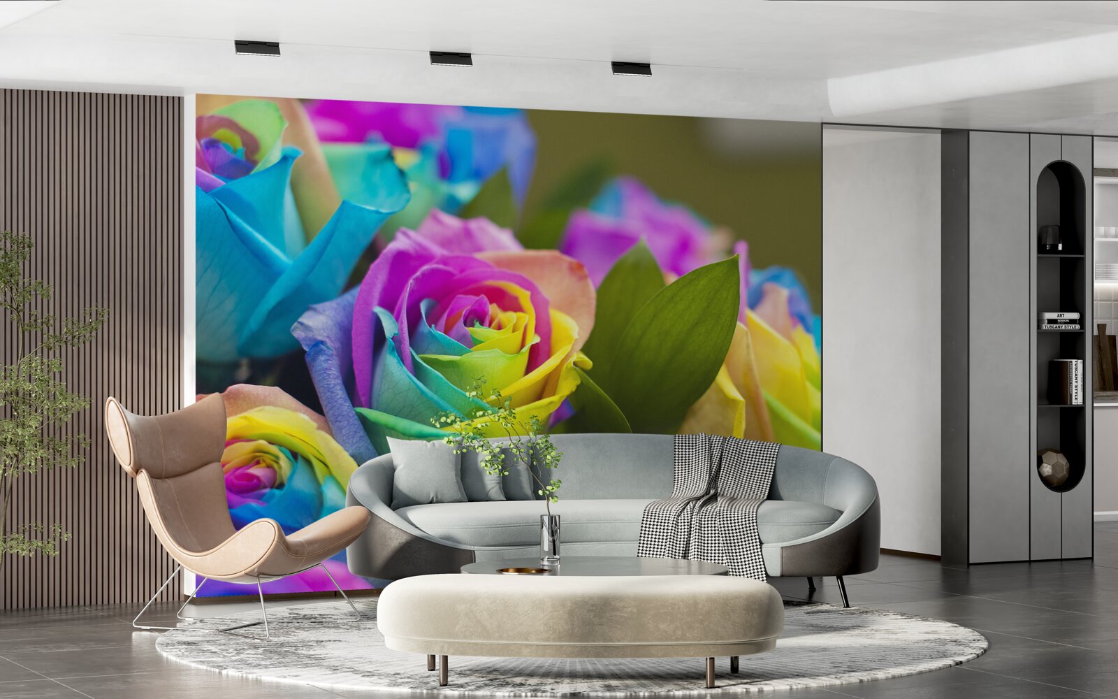 Fotobehang boeket bevat een prachtige regenboog roos