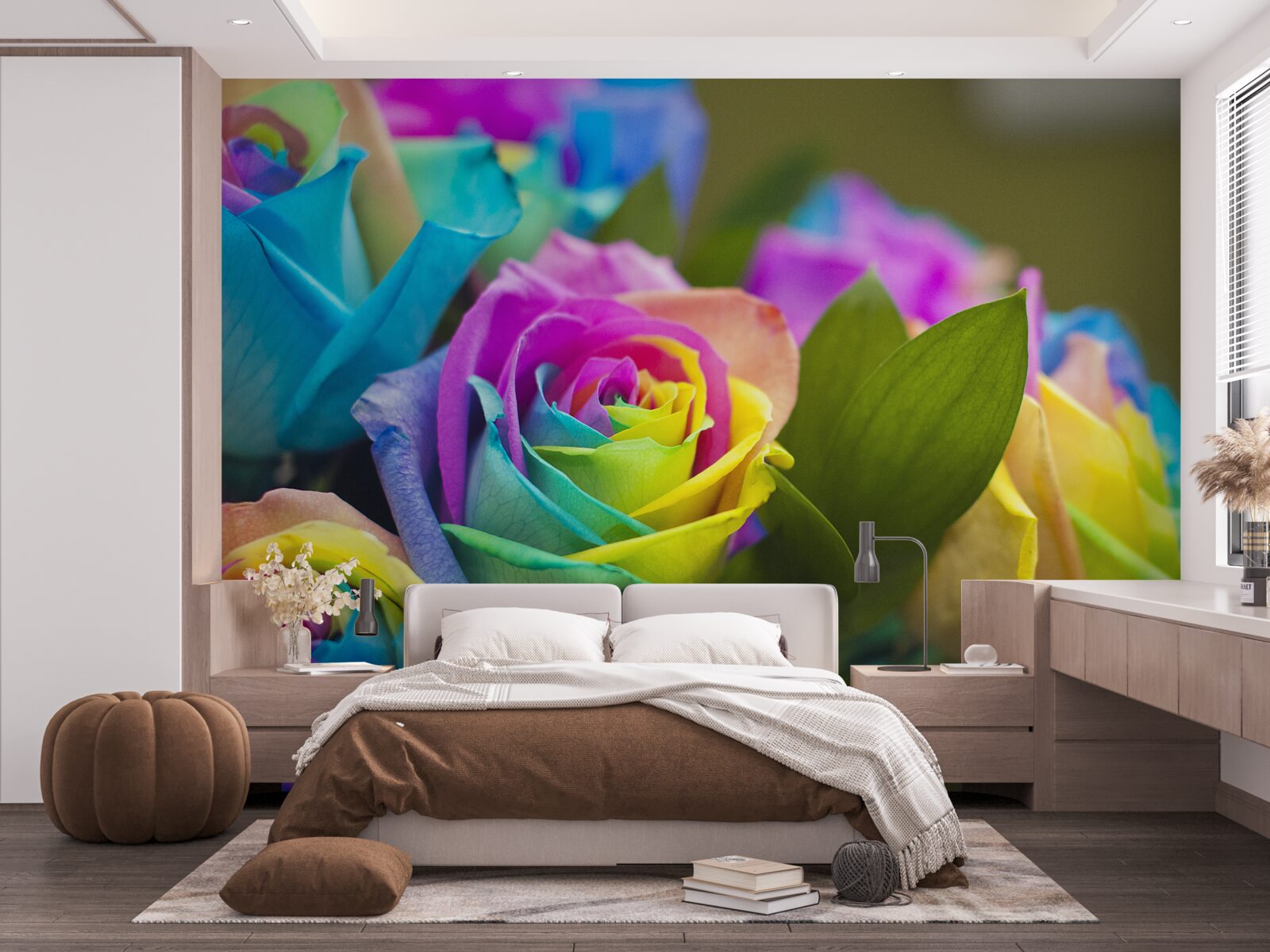 Fotobehang boeket bevat een prachtige regenboog roos