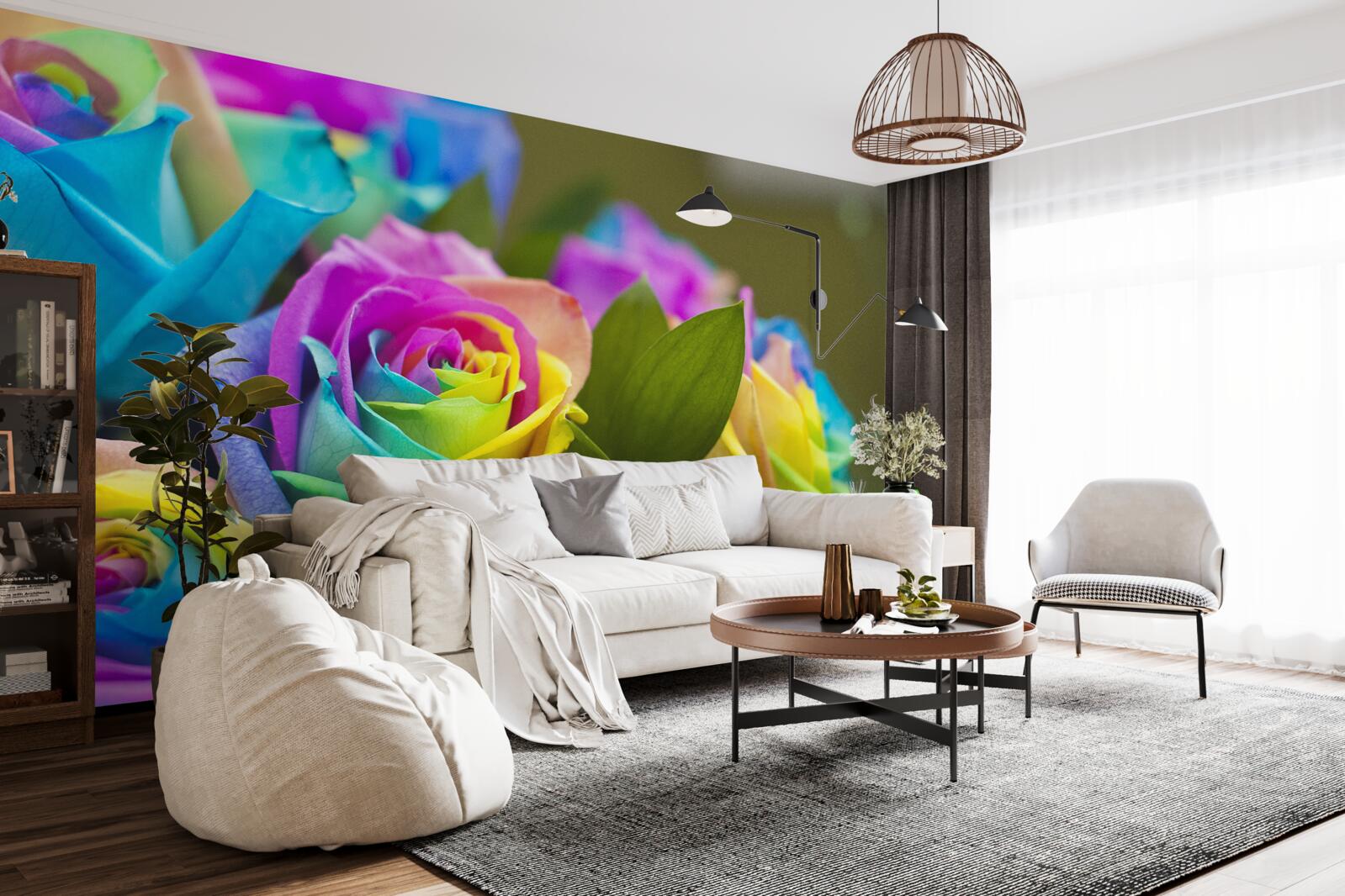 Fotobehang boeket bevat een prachtige regenboog roos