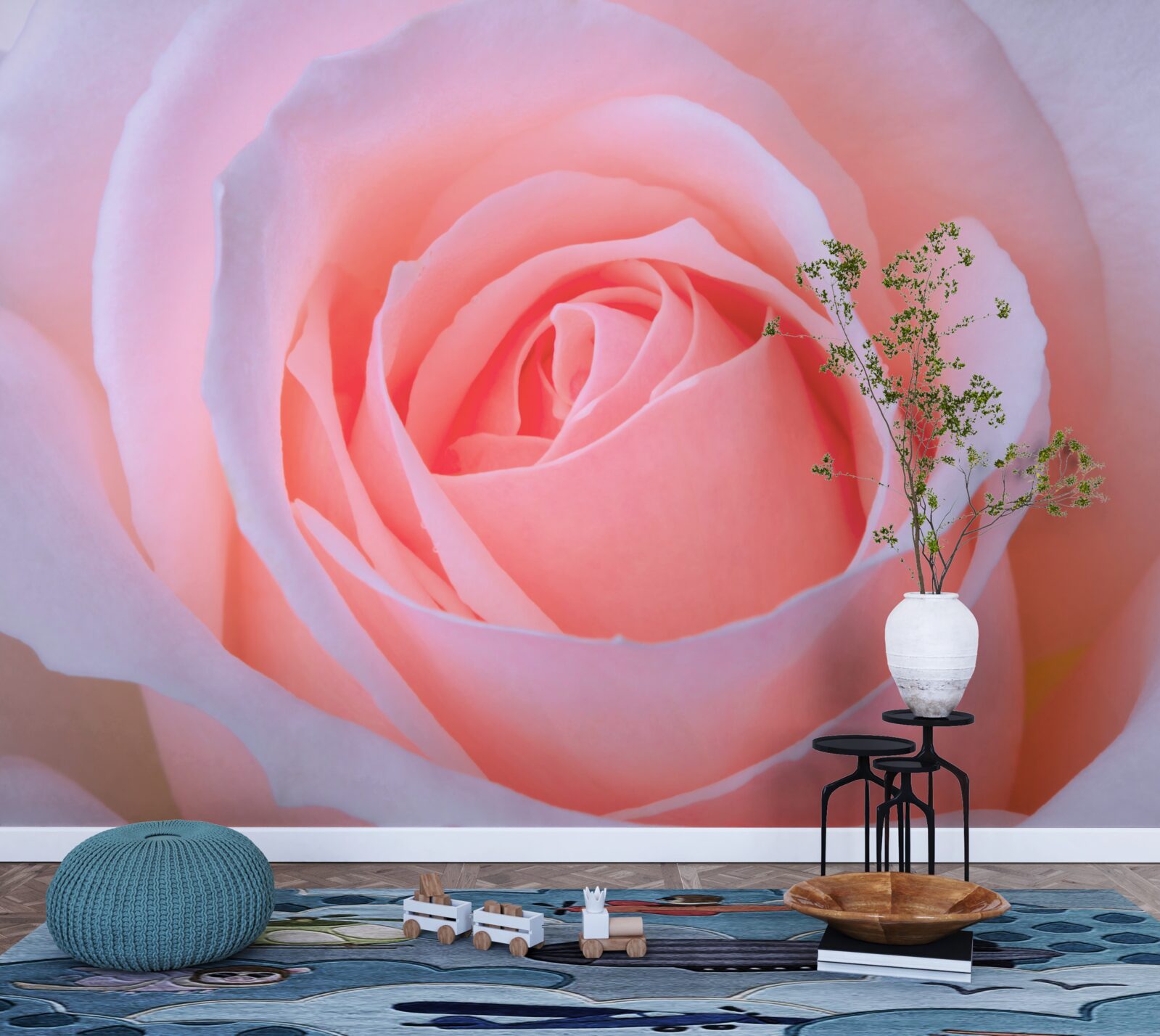 Fotobehang tere roos met prachtige roze bloemblaadjes