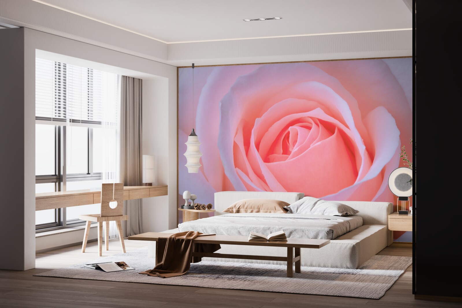 Fotobehang tere roos met prachtige roze bloemblaadjes