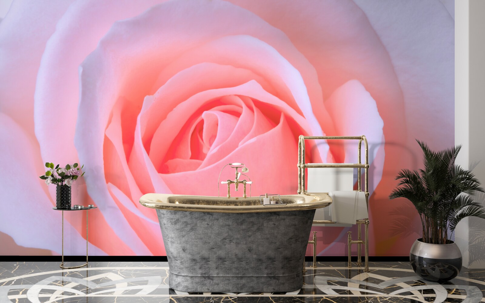 Fotobehang tere roos met prachtige roze bloemblaadjes