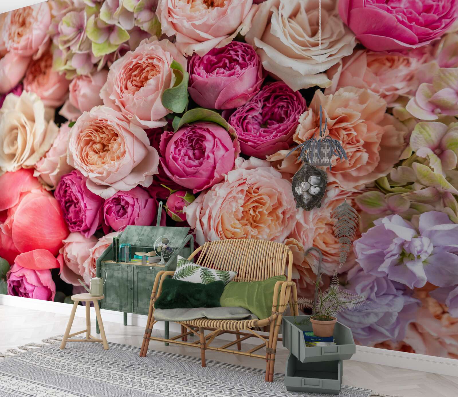 Fotobehang een combinatie van verschillende prachtige rozen in een boeket