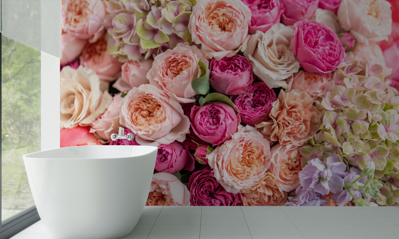 Fotobehang een combinatie van verschillende prachtige rozen in een boeket