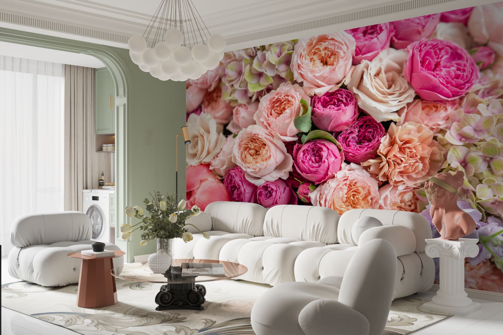 Fotobehang een combinatie van verschillende prachtige rozen in een boeket