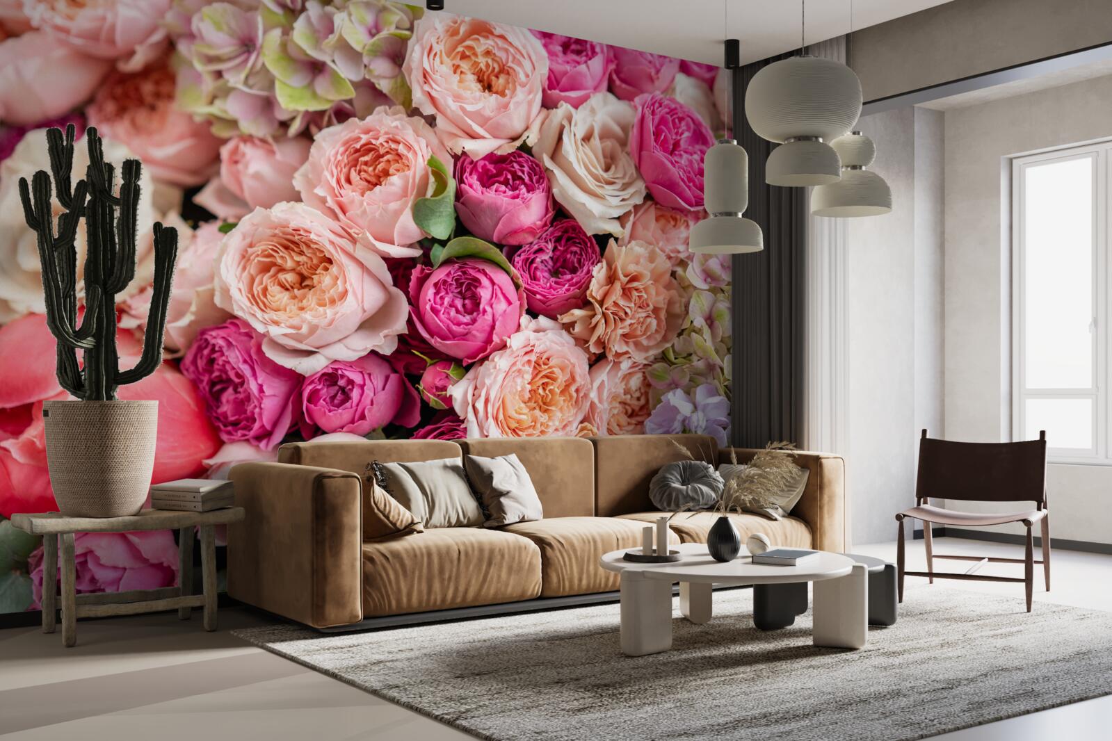 Fotobehang een combinatie van verschillende prachtige rozen in een boeket