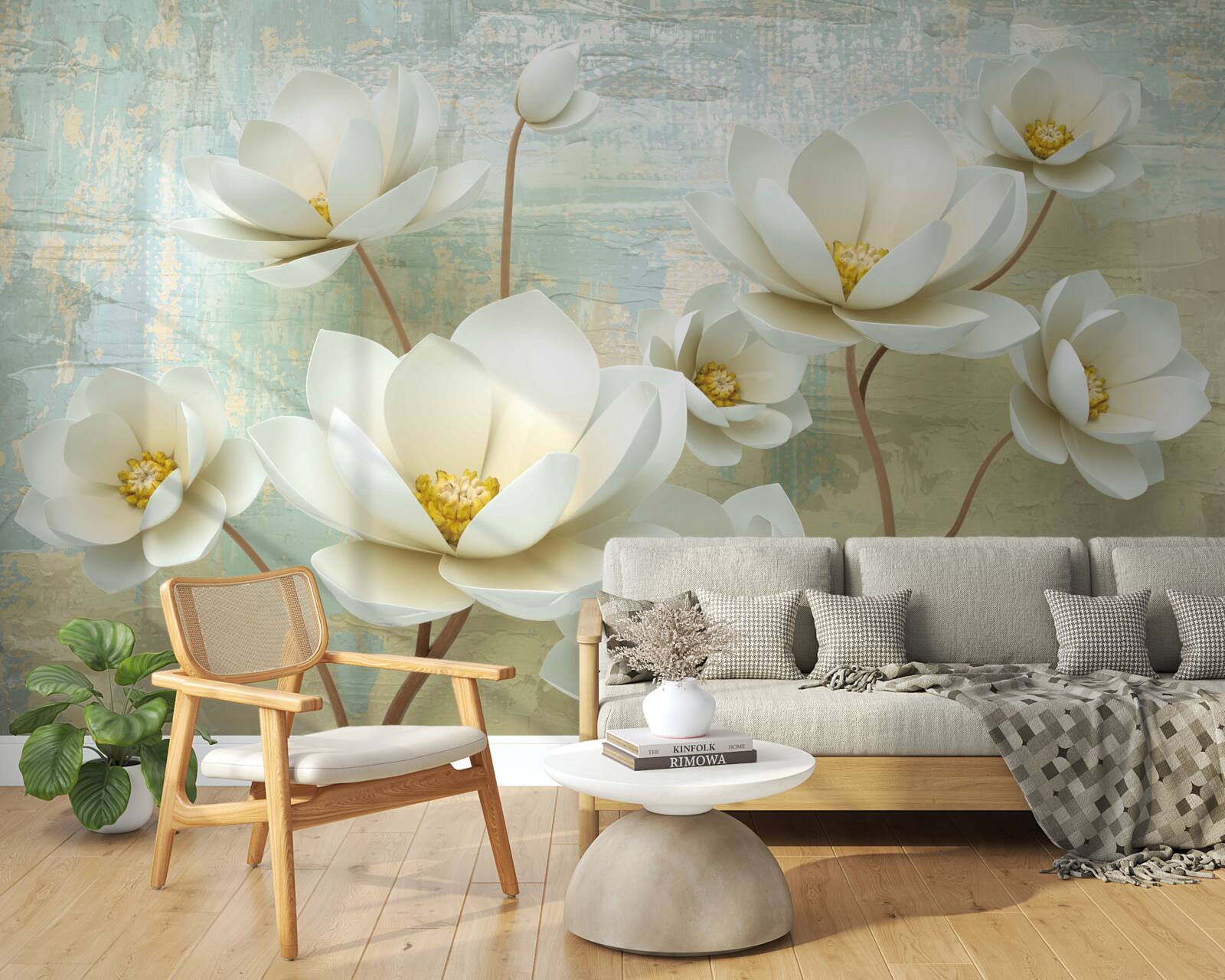 Fotobehang magnolia takken bloeien wit
