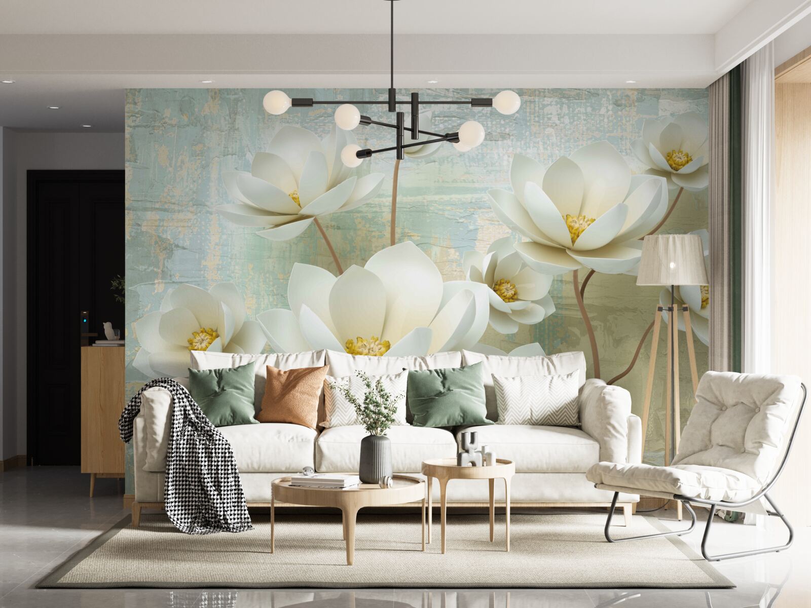 Fotobehang magnolia takken bloeien wit