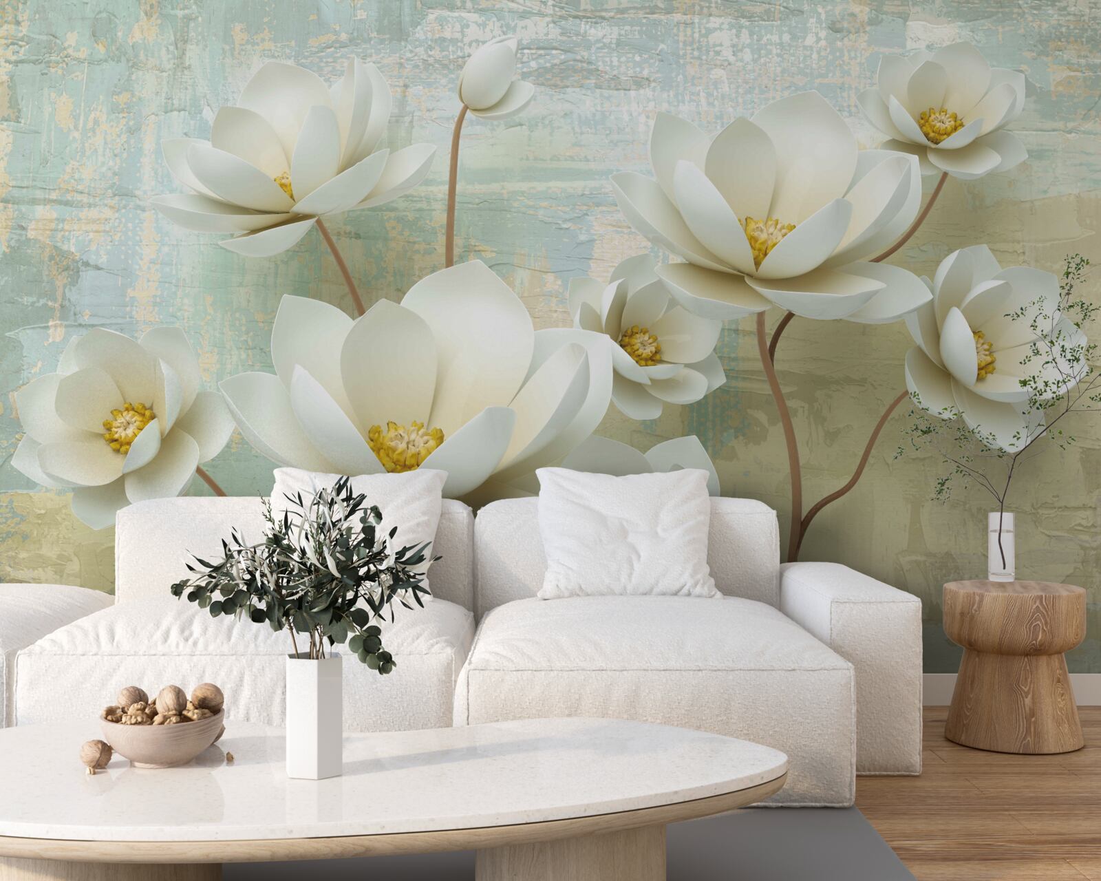 Fotobehang magnolia takken bloeien wit
