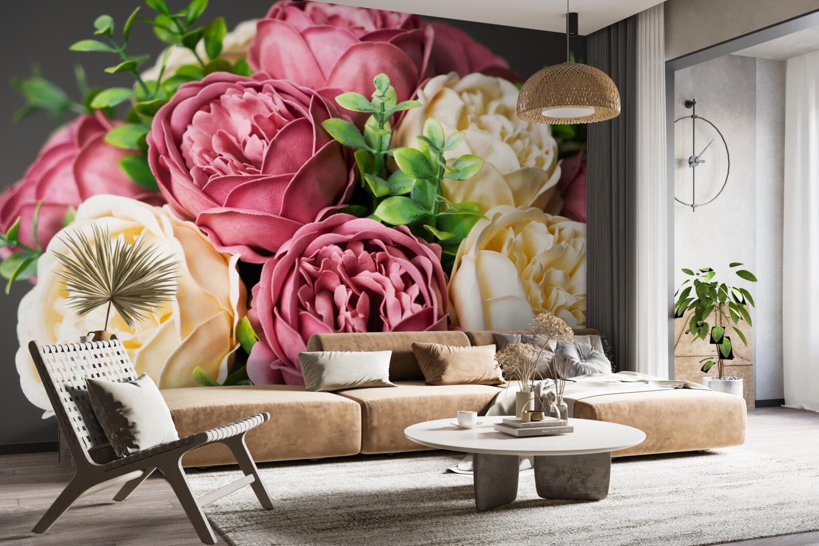 Fotobehang pioenroos boeket