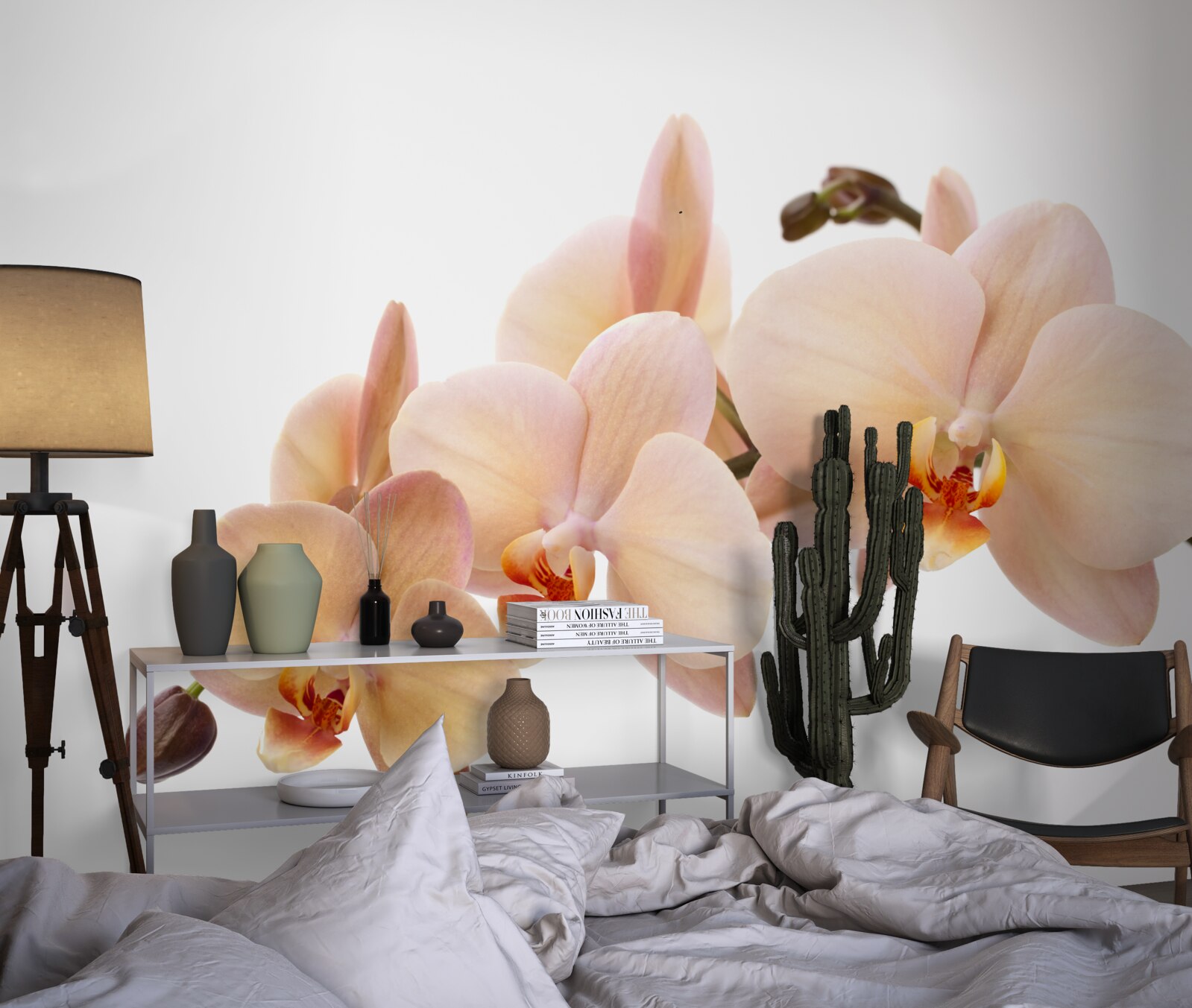 Fotobehang geïsoleerde tak van een perzikorchidee