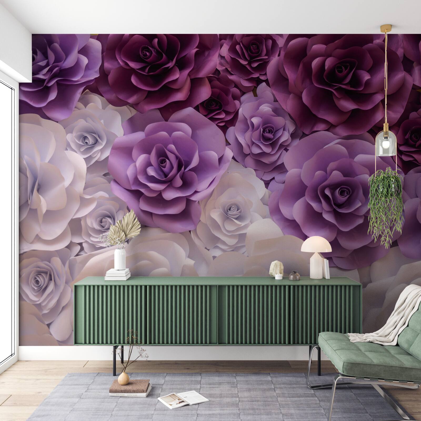 Fotobehang compositie van zijden bloemen