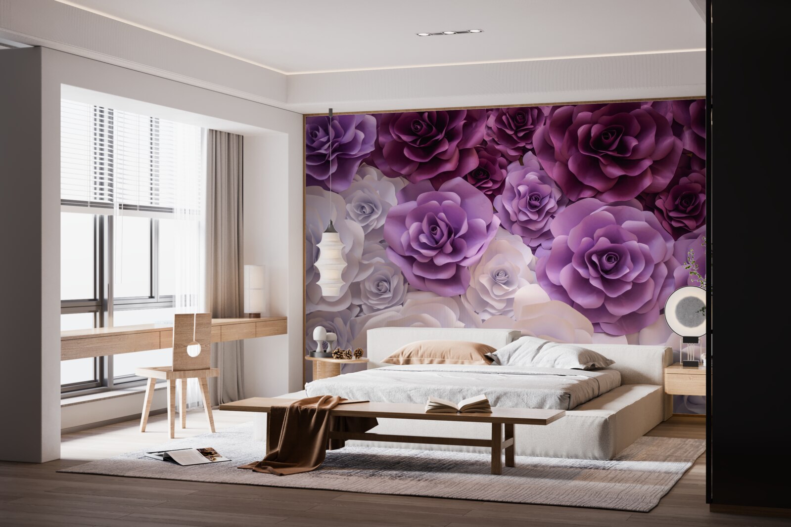 Fotobehang compositie van zijden bloemen