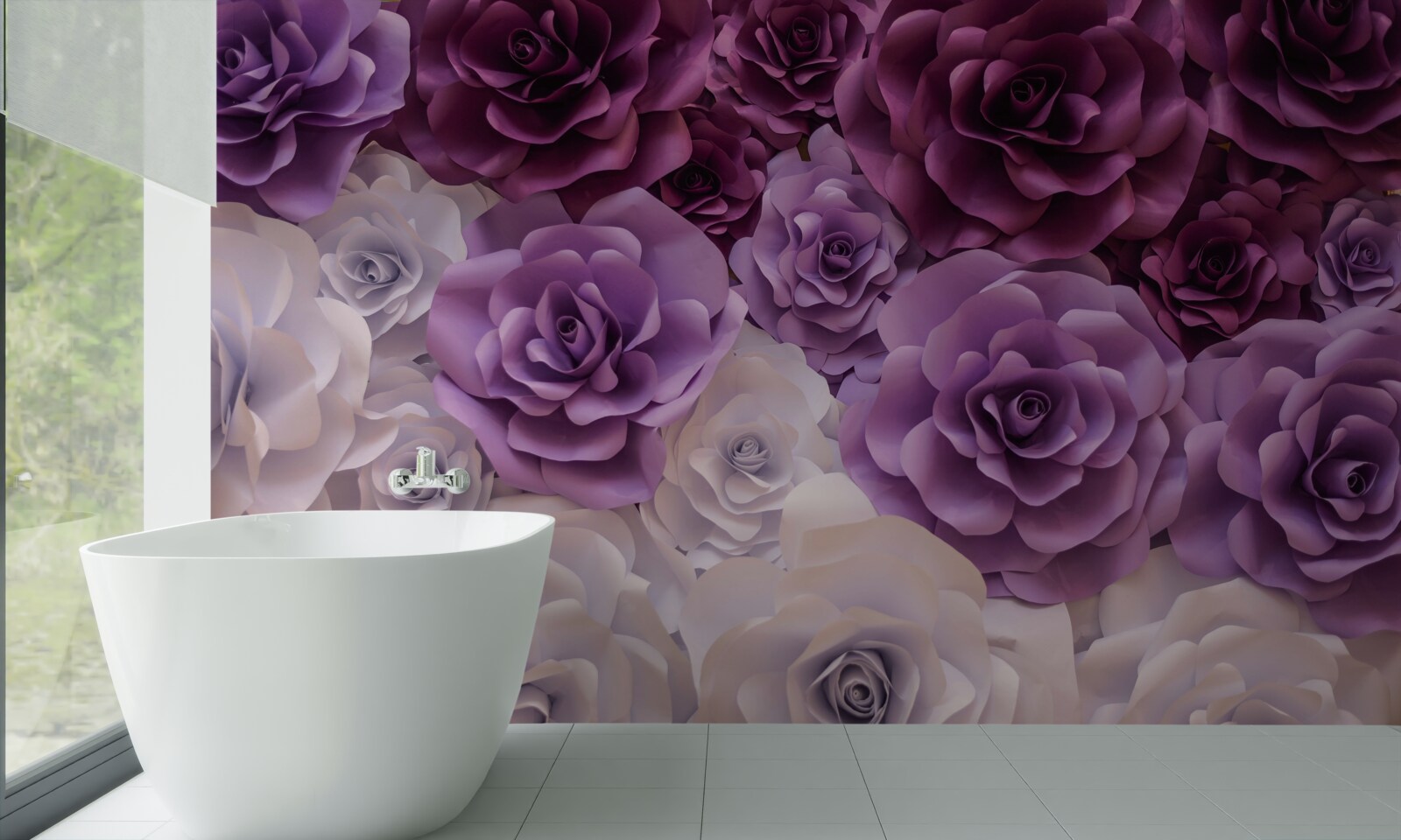 Fotobehang compositie van zijden bloemen