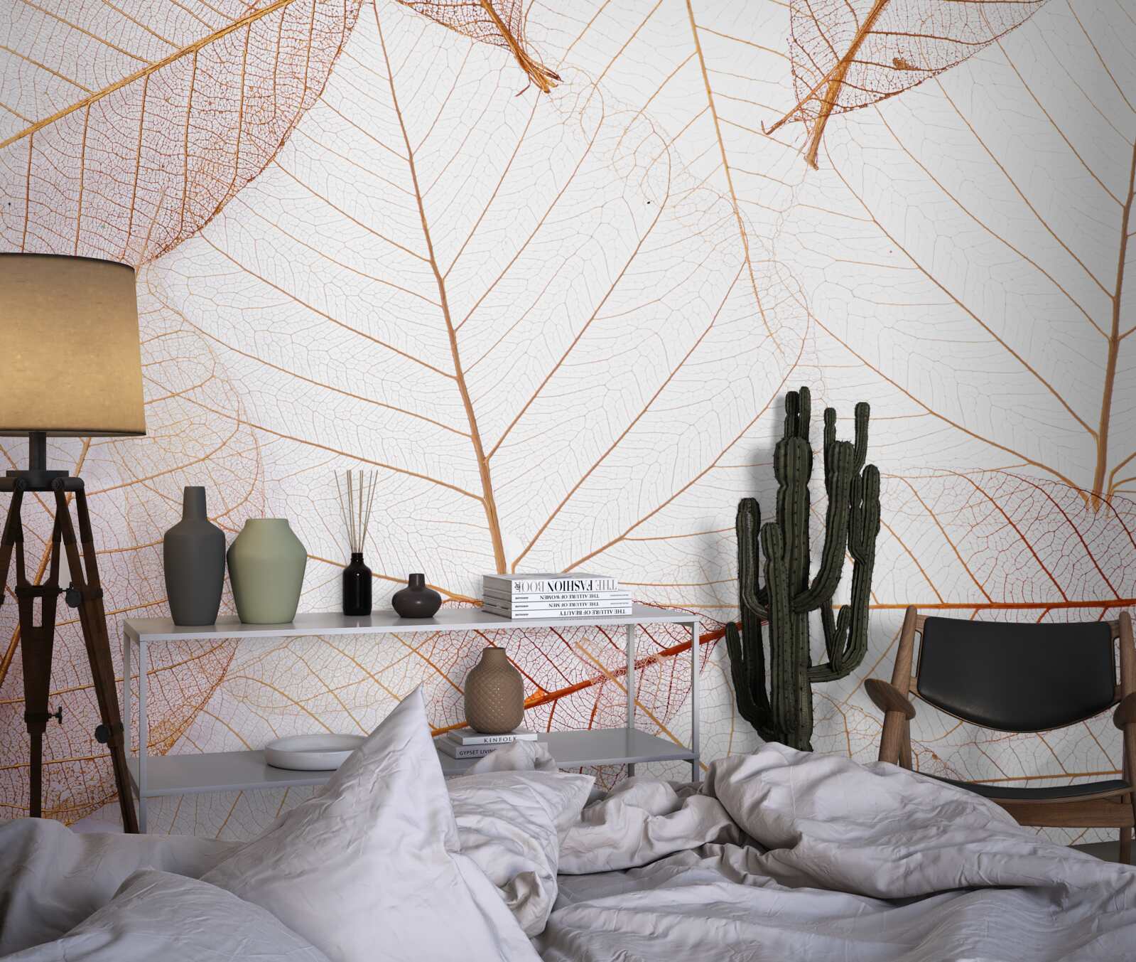 Fotobehang transparante lakens in een zachtroze tint