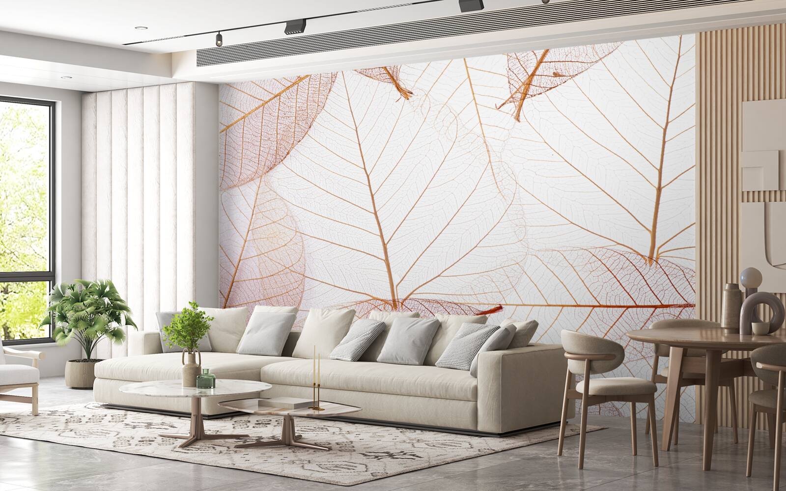 Fotobehang transparante lakens in een zachtroze tint