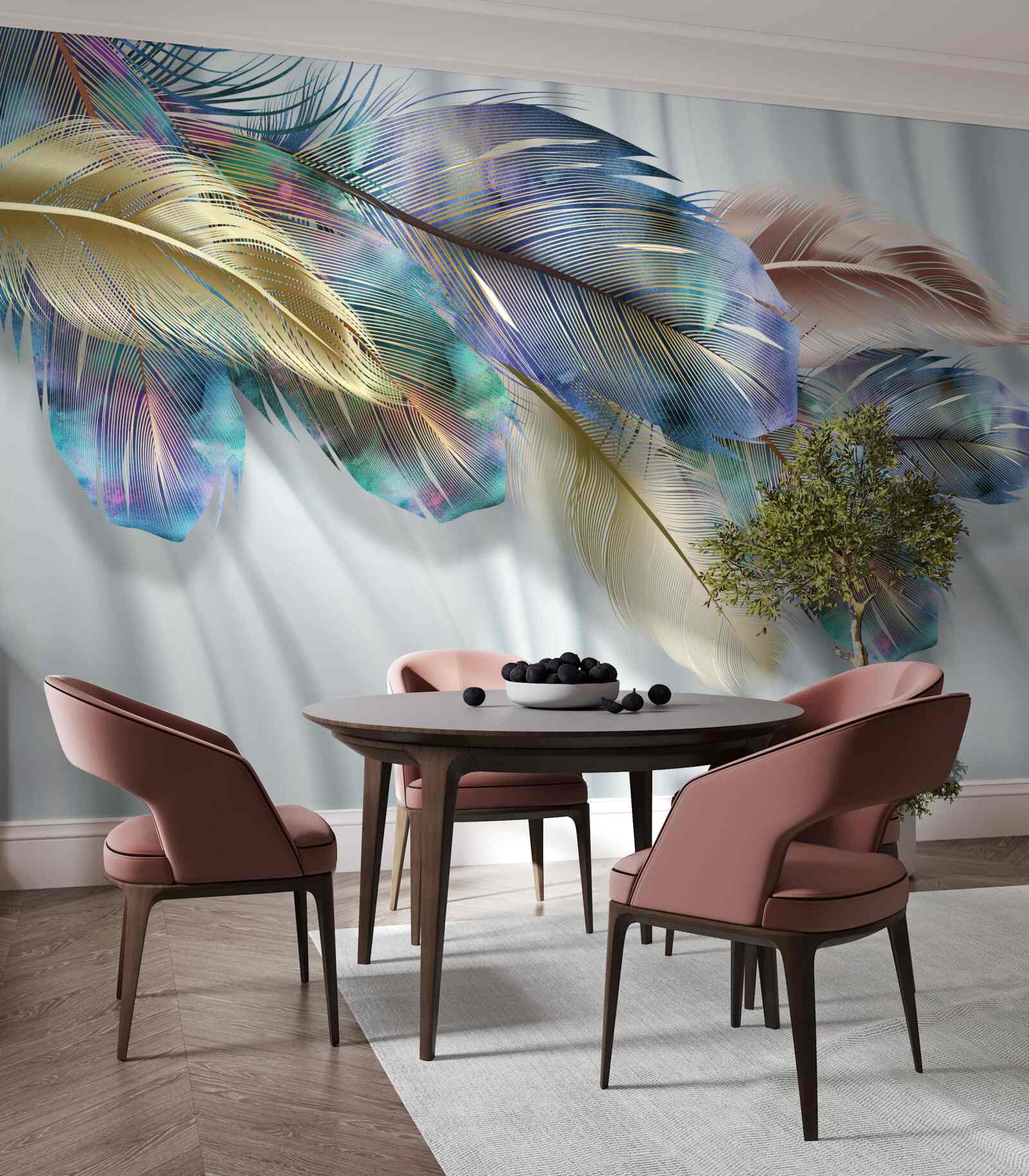 Fotobehang extravagante veren op een zuiver witte achtergrond