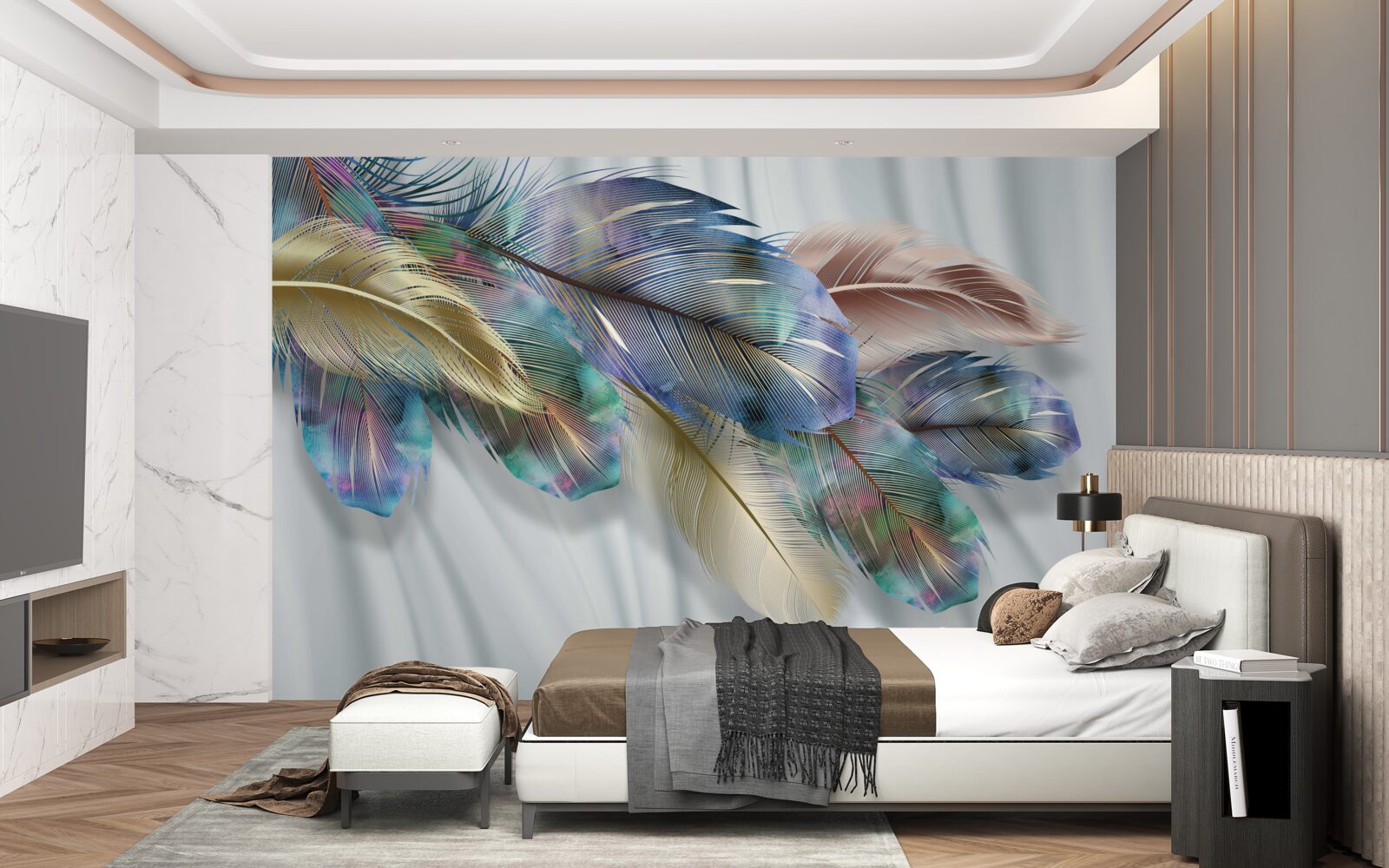 Fotobehang extravagante veren op een zuiver witte achtergrond