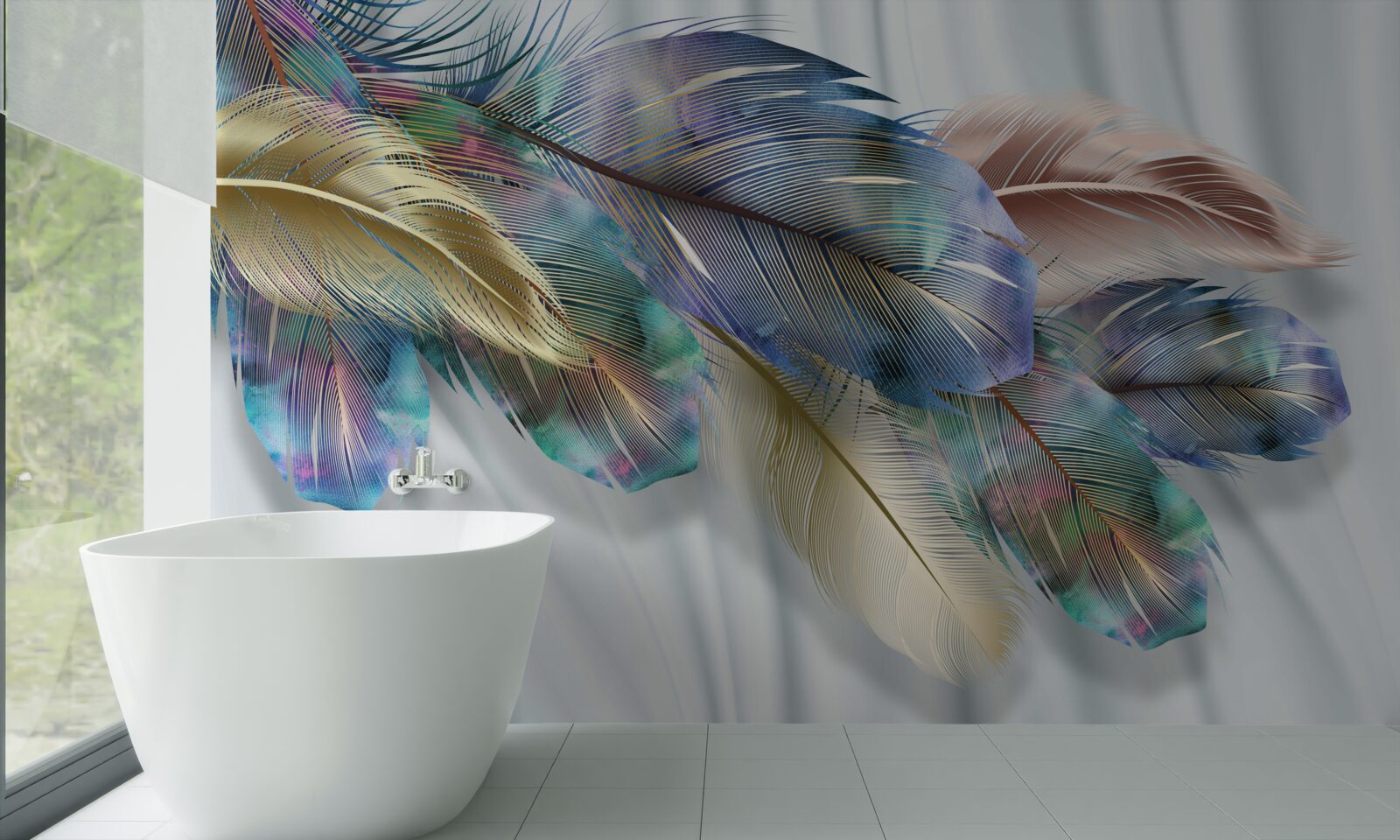 Fotobehang extravagante veren op een zuiver witte achtergrond