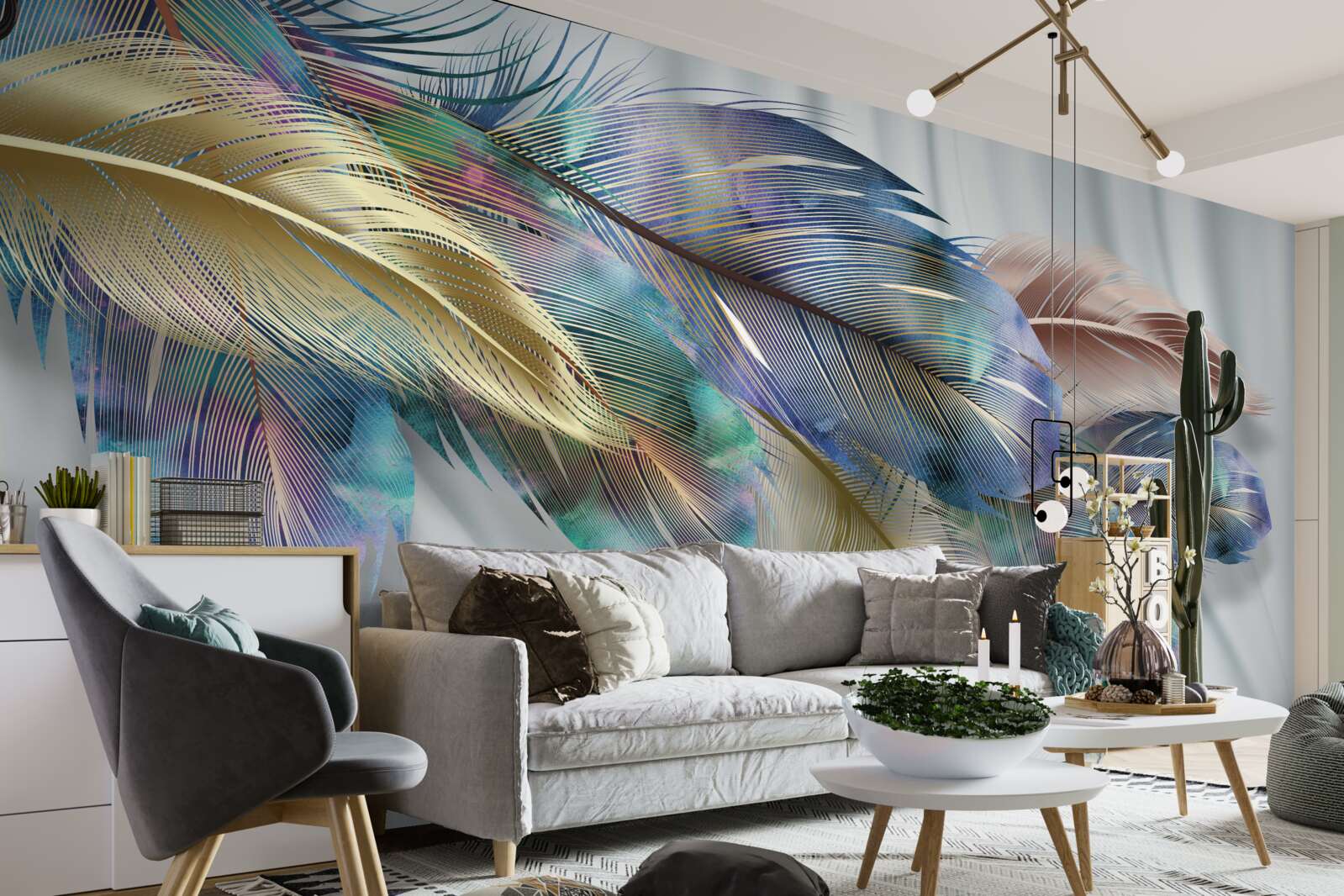 Fotobehang extravagante veren op een zuiver witte achtergrond