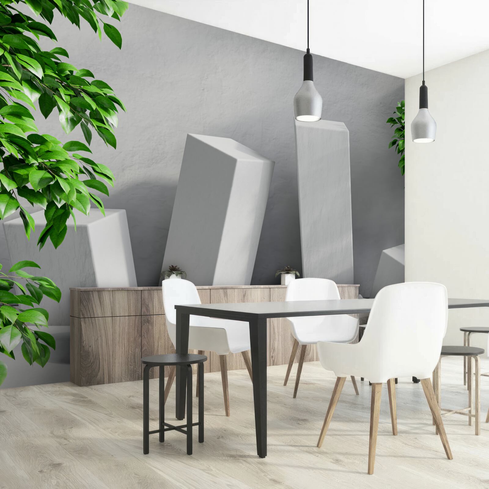 Fotobehang witte rechthoekige vormen