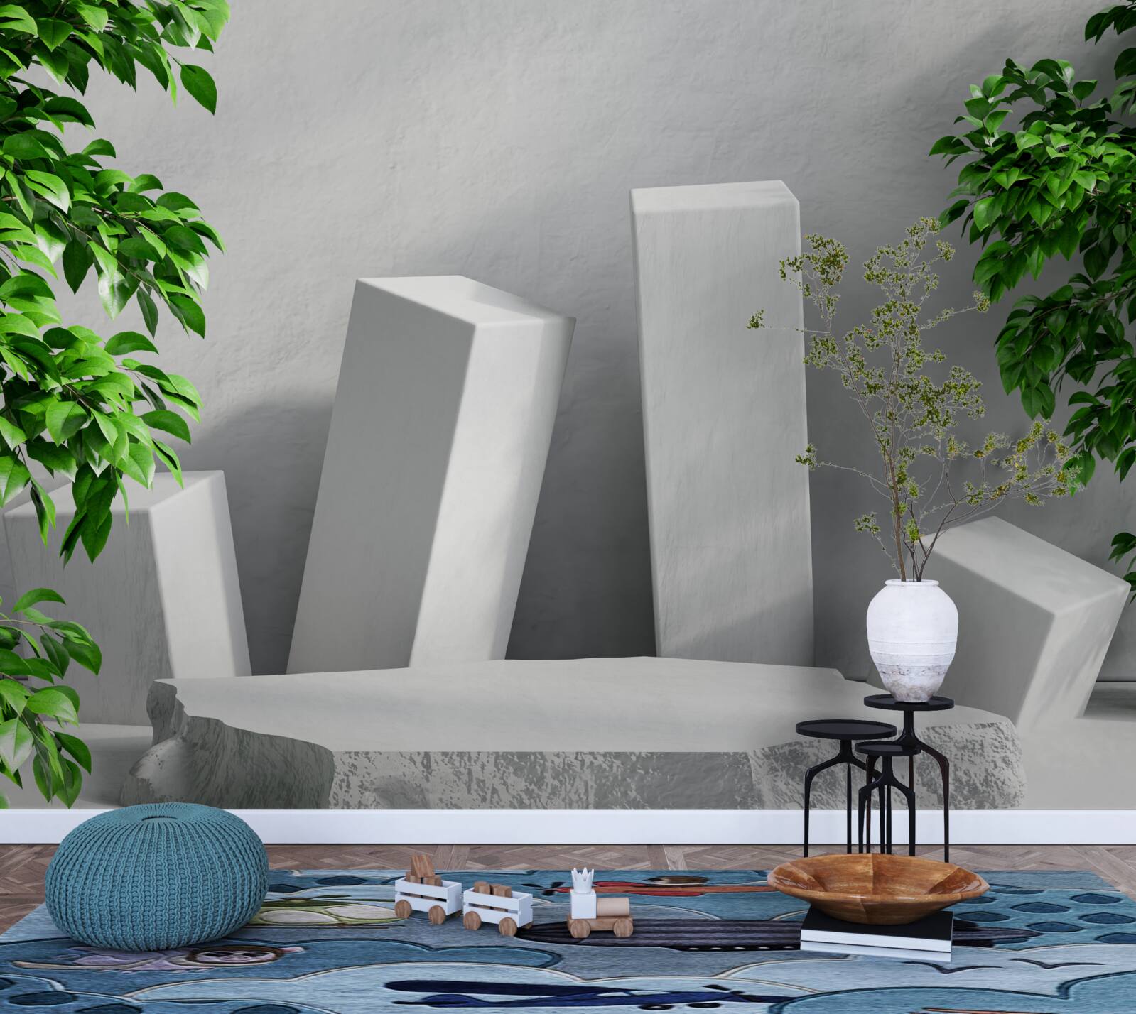 Fotobehang witte rechthoekige vormen