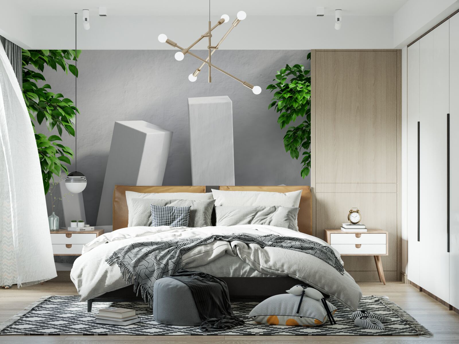 Fotobehang witte rechthoekige vormen