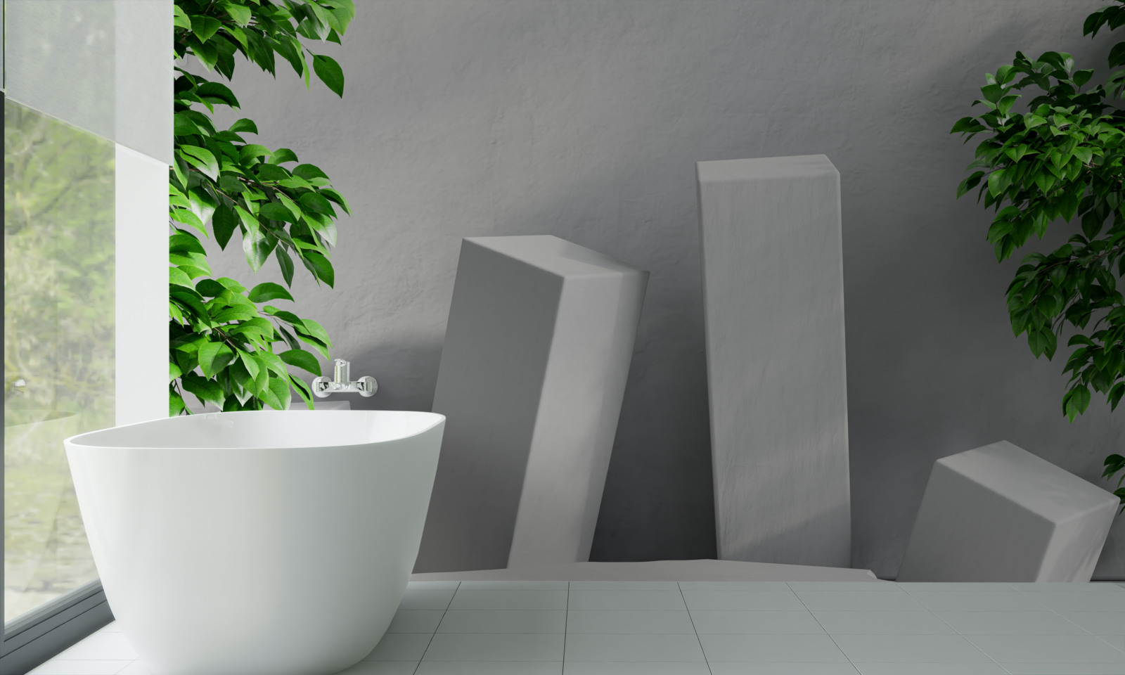 Fotobehang witte rechthoekige vormen