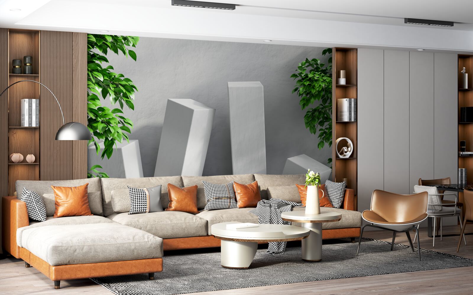 Fotobehang witte rechthoekige vormen