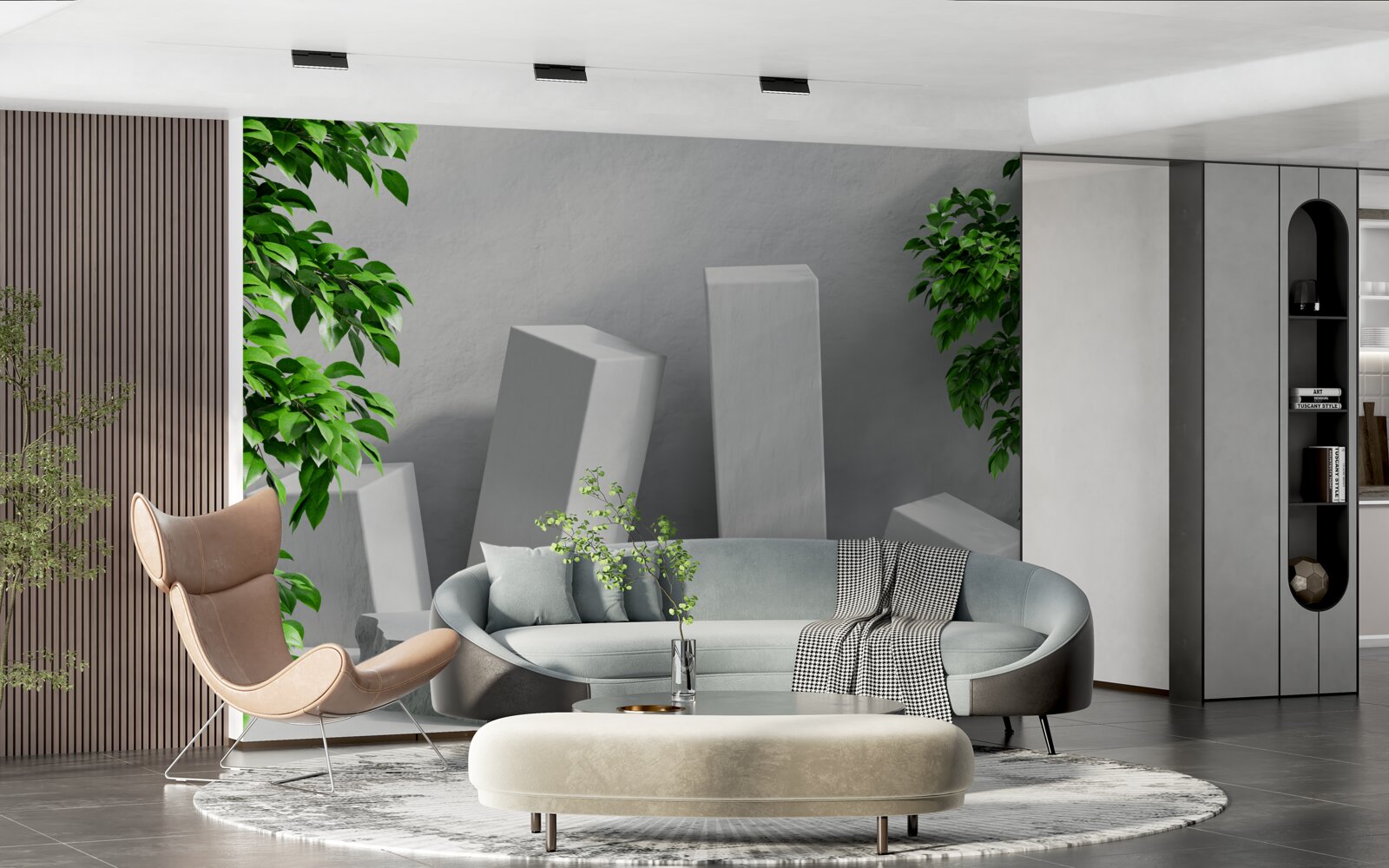 Fotobehang witte rechthoekige vormen