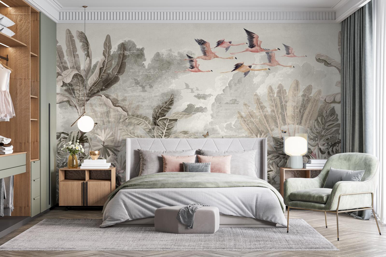 Fotobehang vogels vliegen weg op zoek naar nieuwe habitat