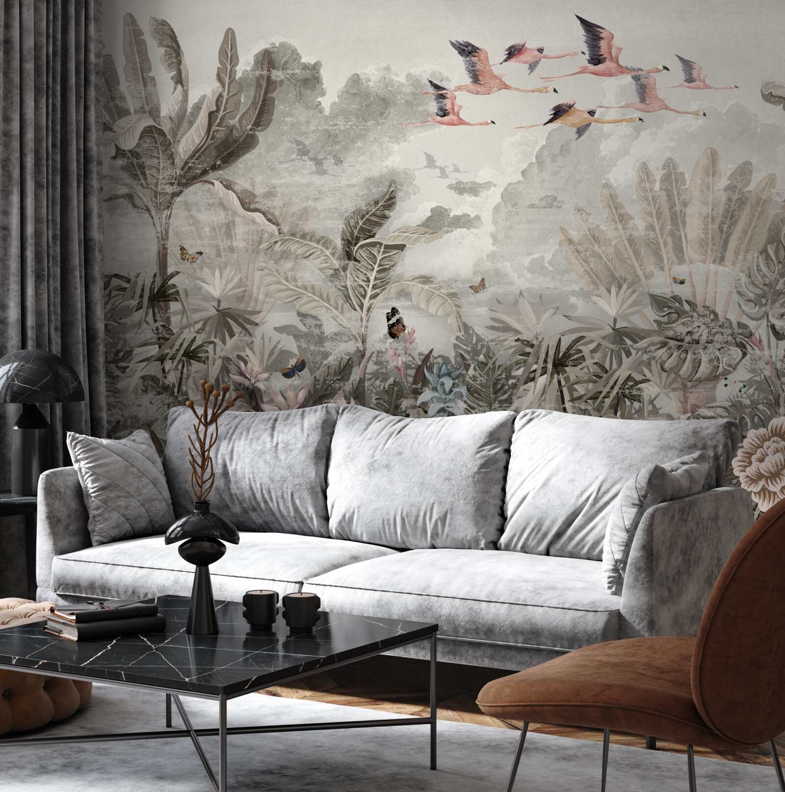 Fotobehang vogels vliegen weg op zoek naar nieuwe habitat