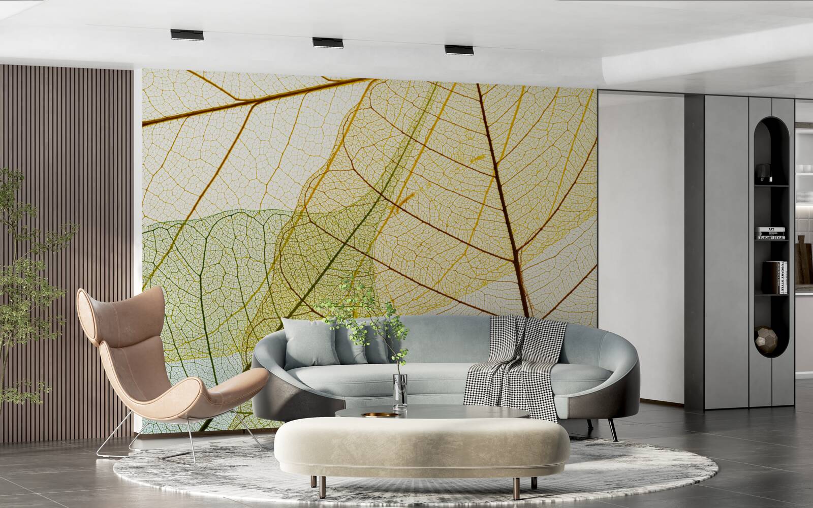 Fotobehang herfstbladeren, transparant en geel