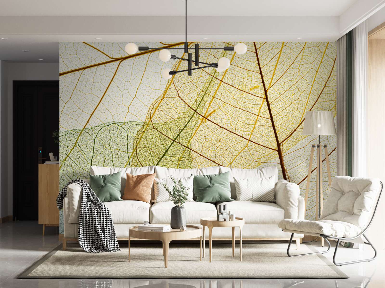 Fotobehang herfstbladeren, transparant en geel