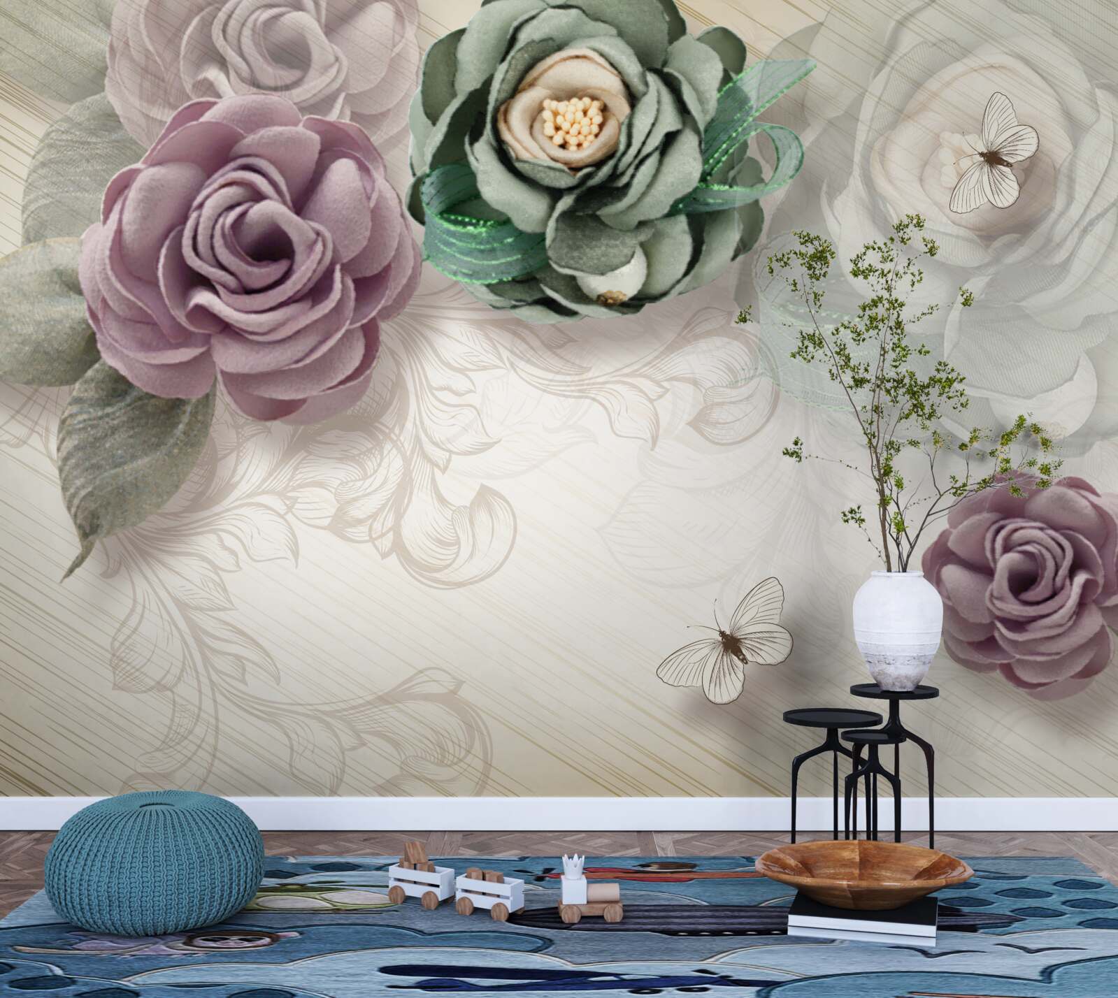 Fotobehang unieke schilderachtige rozenschilderijen