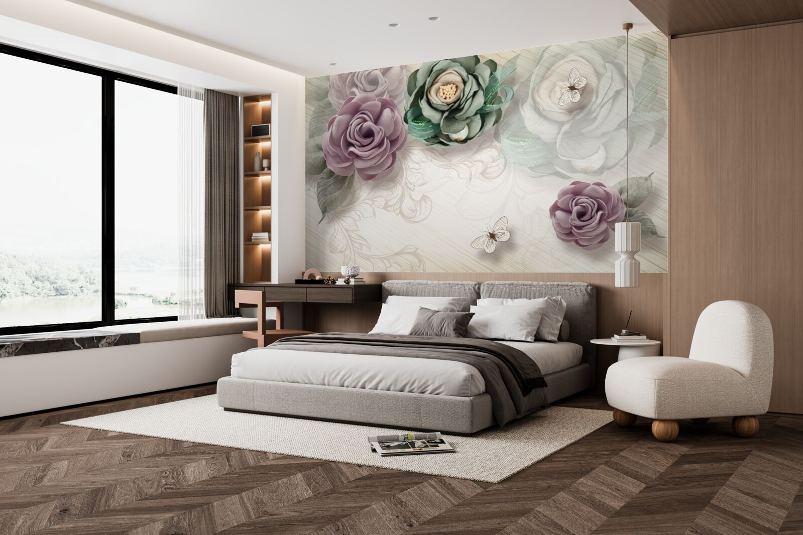 Fotobehang unieke schilderachtige rozenschilderijen