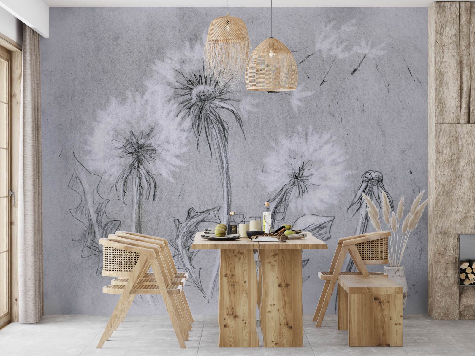 Fotobehang de reis van de tere paardenbloem in de lucht