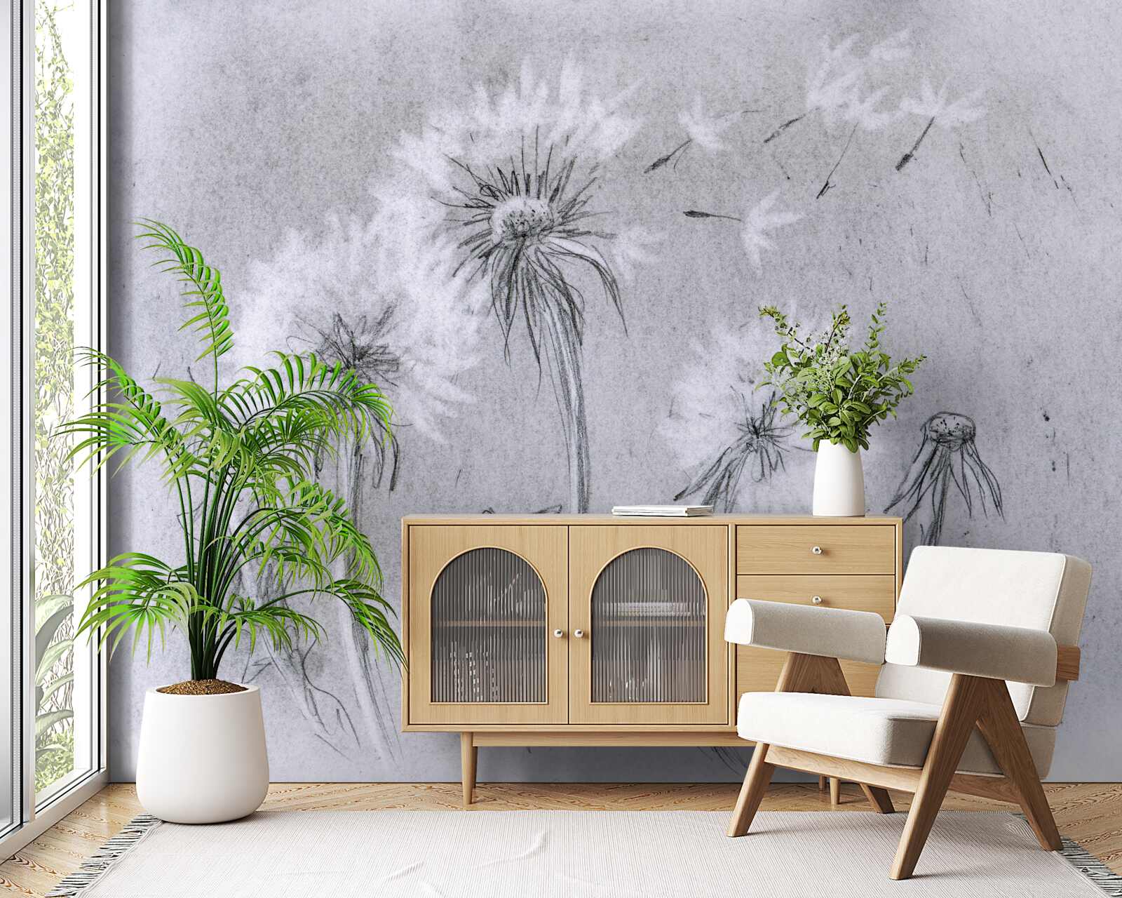 Fotobehang de reis van de tere paardenbloem in de lucht