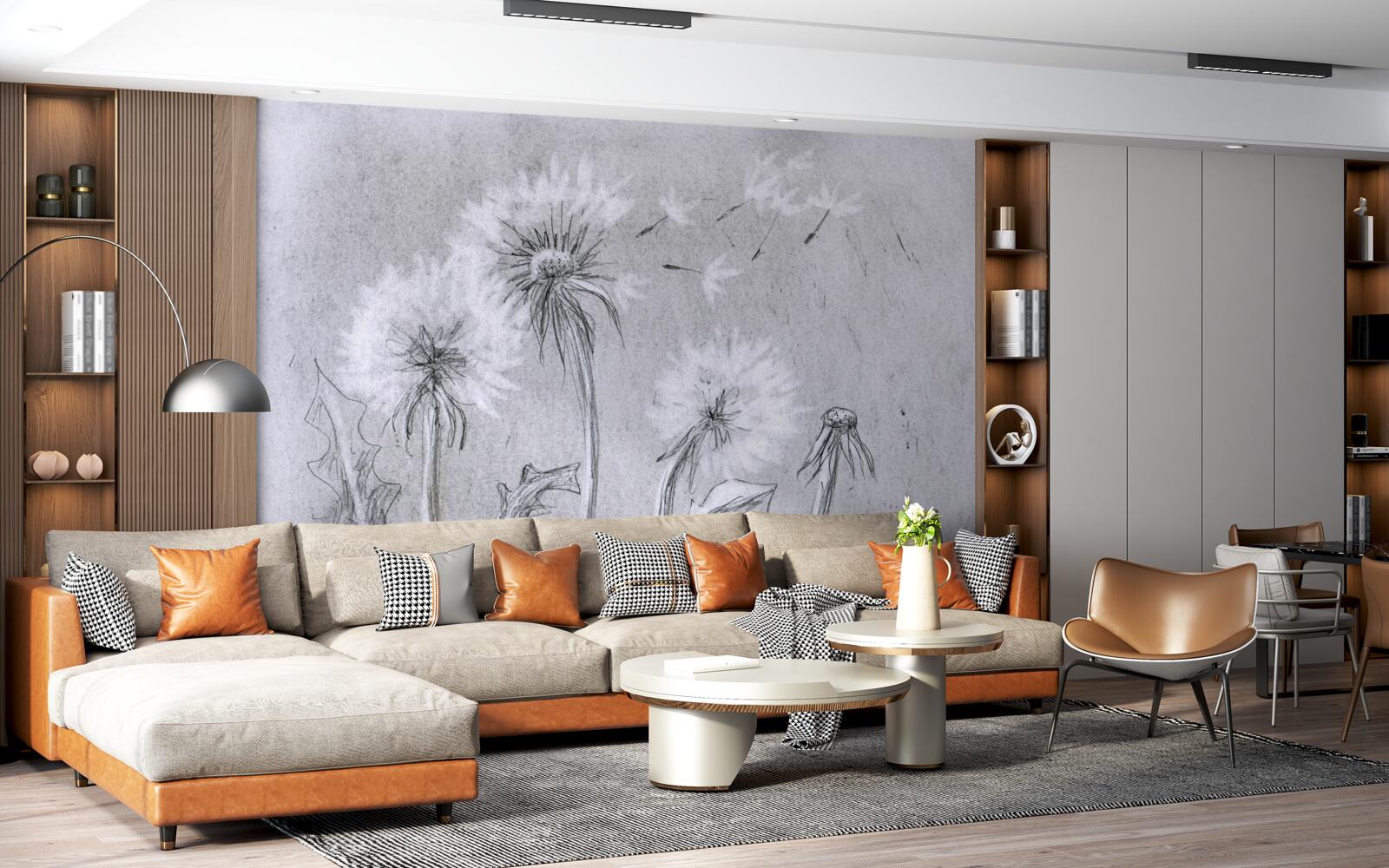 Fotobehang de reis van de tere paardenbloem in de lucht