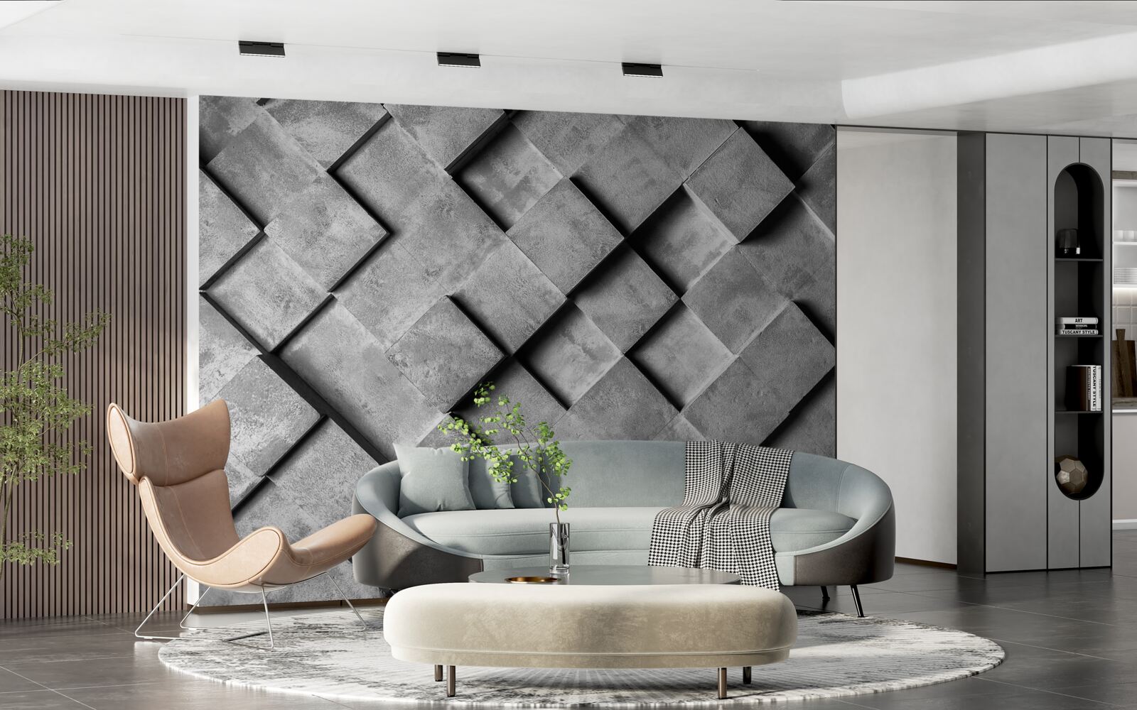 Fotobehang 3d rechthoeken in grijs